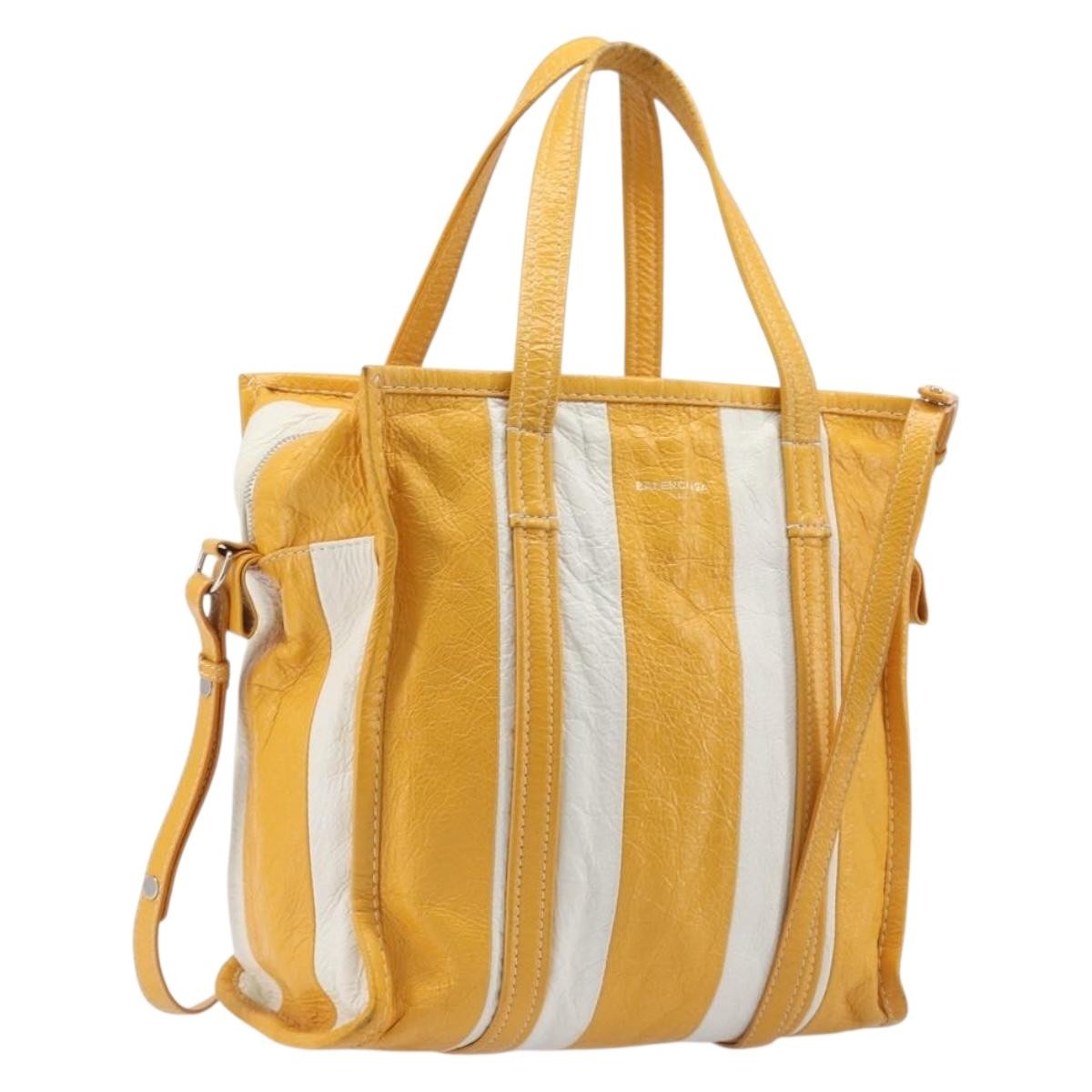 Balenciaga Bazar Leather Yellow Leather Tote Bag Bag (Pre-Owned)