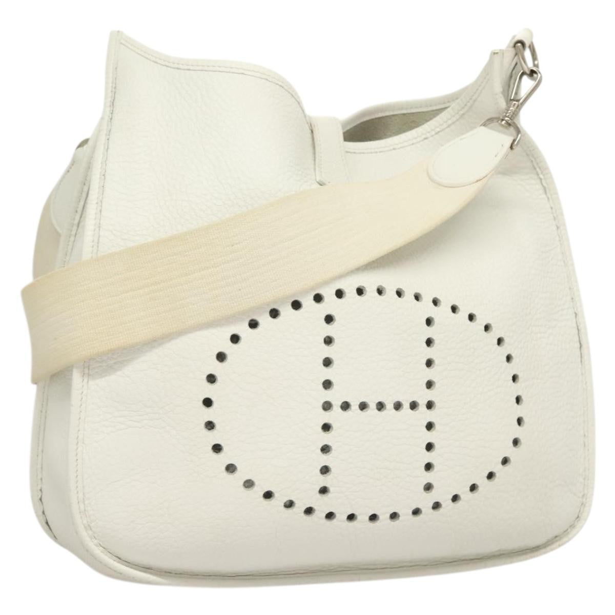 Hermes Evelyne Bag Gen I Togo White Leather Handbag (Pre-Owned)