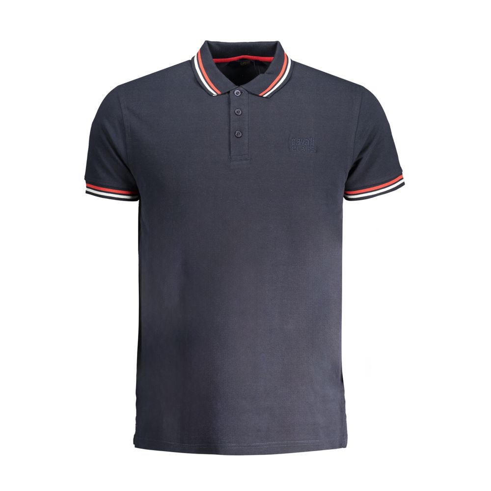 Cavalli Class Navy Cotton Men Polo Men's Shirt