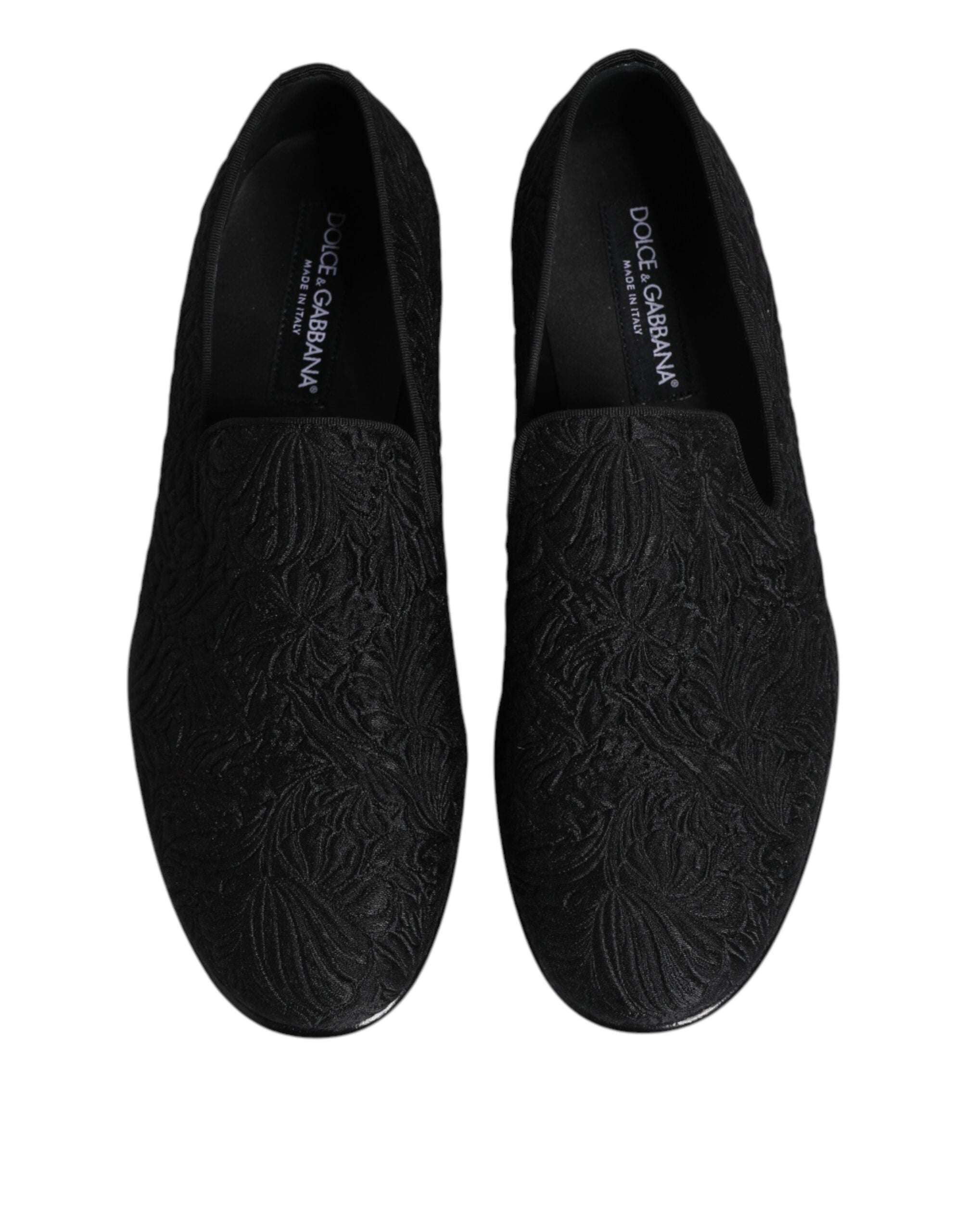 Dolce & Gabbana Black Jacquard Slip On Loafers Formal Men's Shoes