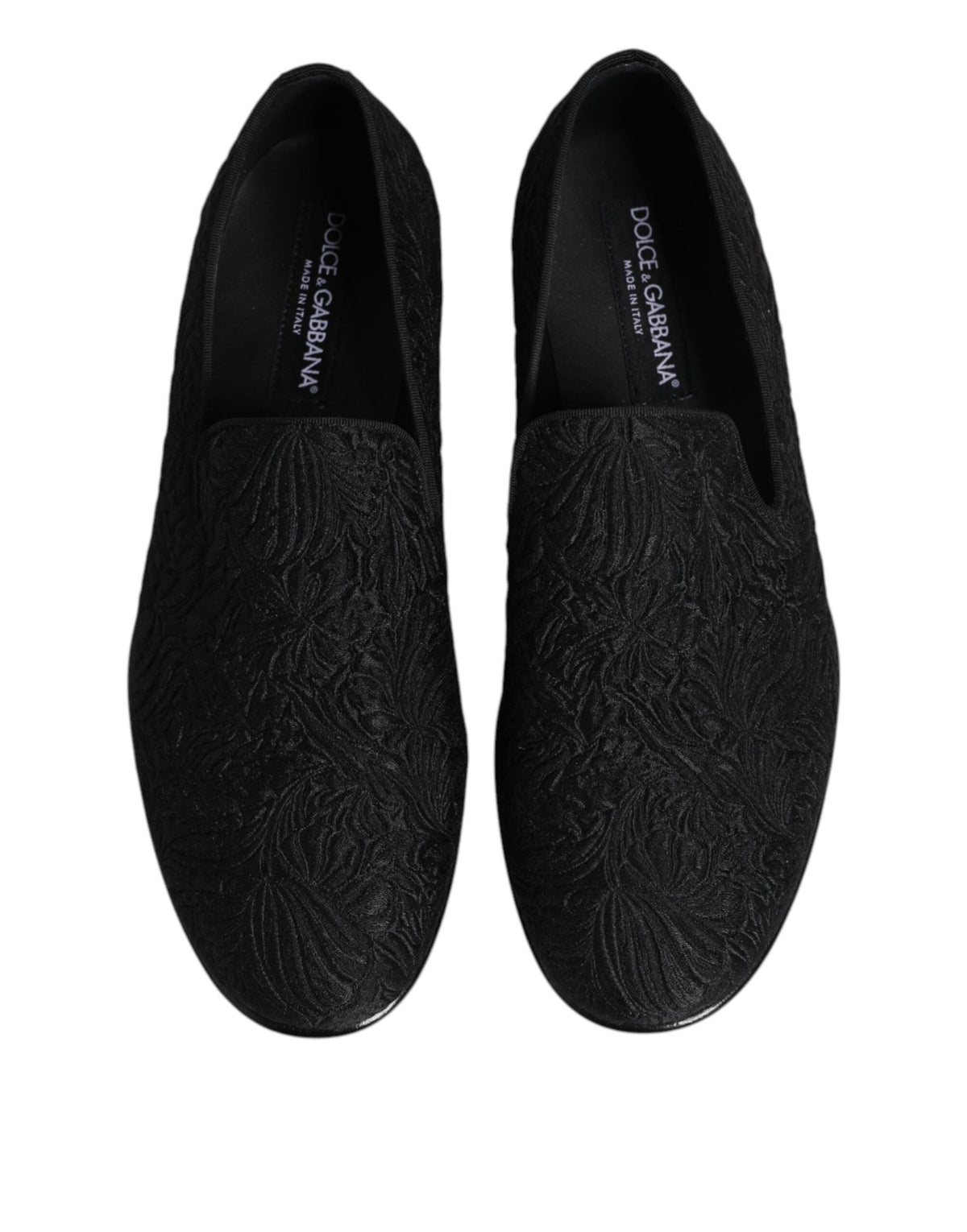Dolce & Gabbana Black Jacquard Slip On Loafers Formal Men's Shoes