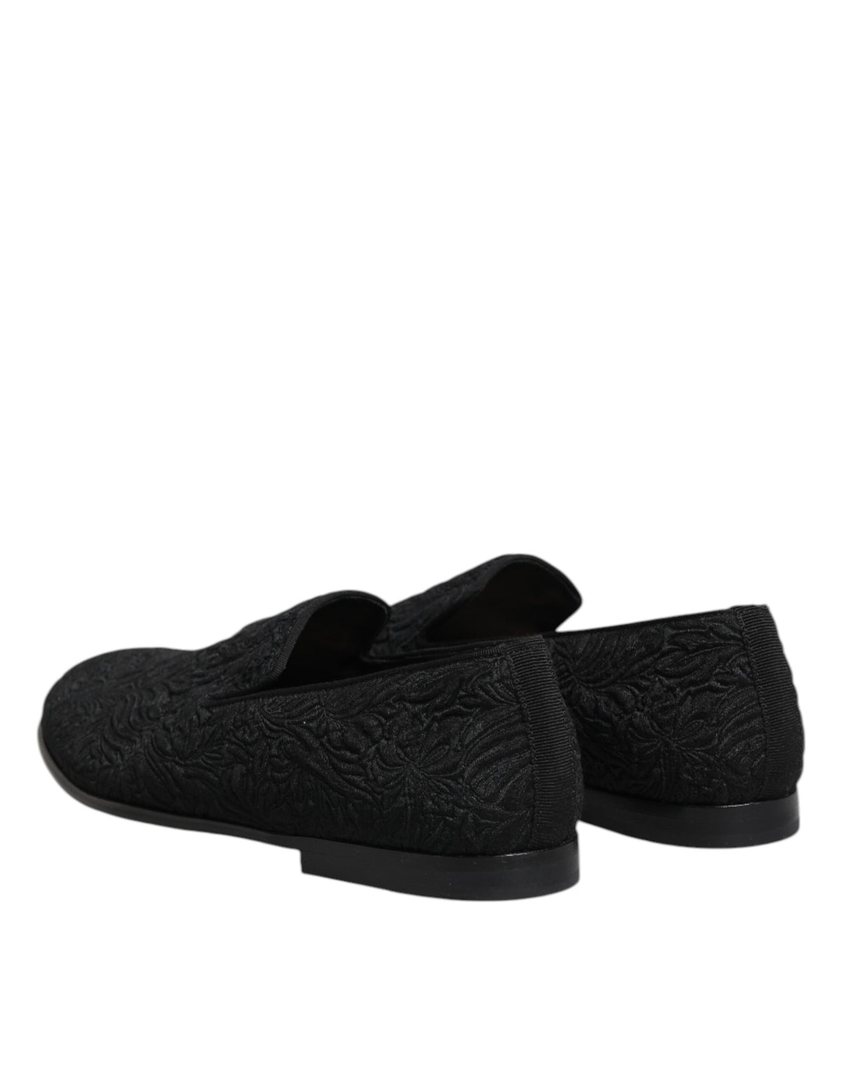 Dolce & Gabbana Black Jacquard Slip On Loafers Formal Men's Shoes