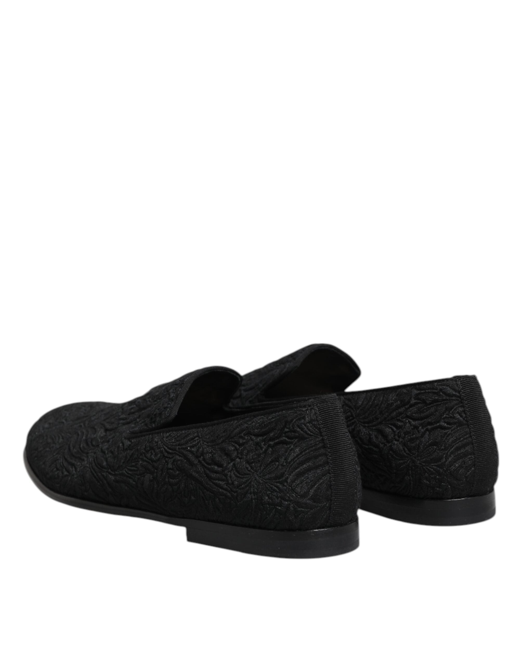 Dolce & Gabbana Black Jacquard Slip On Loafers Formal Men's Shoes