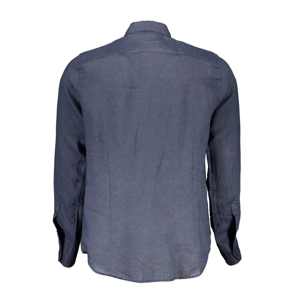 La Martina Blu Linen Men Men's Shirt