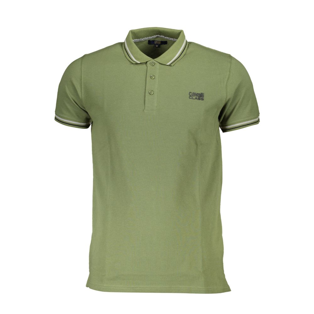 Cavalli Class Green Cotton Men Polo Men's Shirt