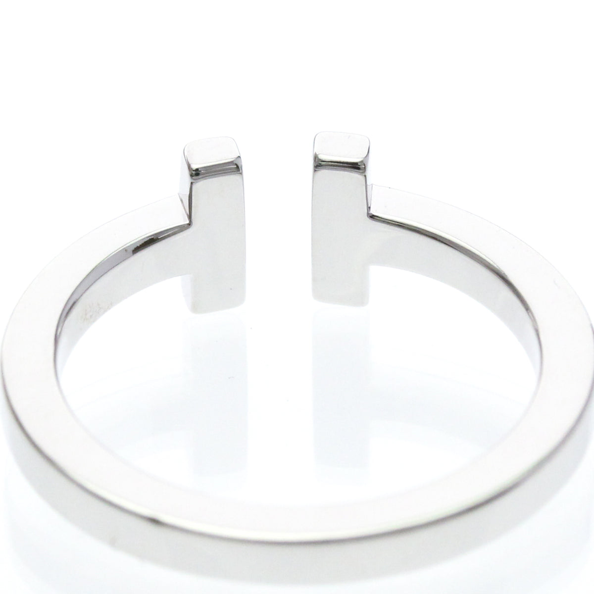 Tiffany & Co. T Square 18K White Gold Silver White_Gold Ring Jewelry (Pre-Owned)