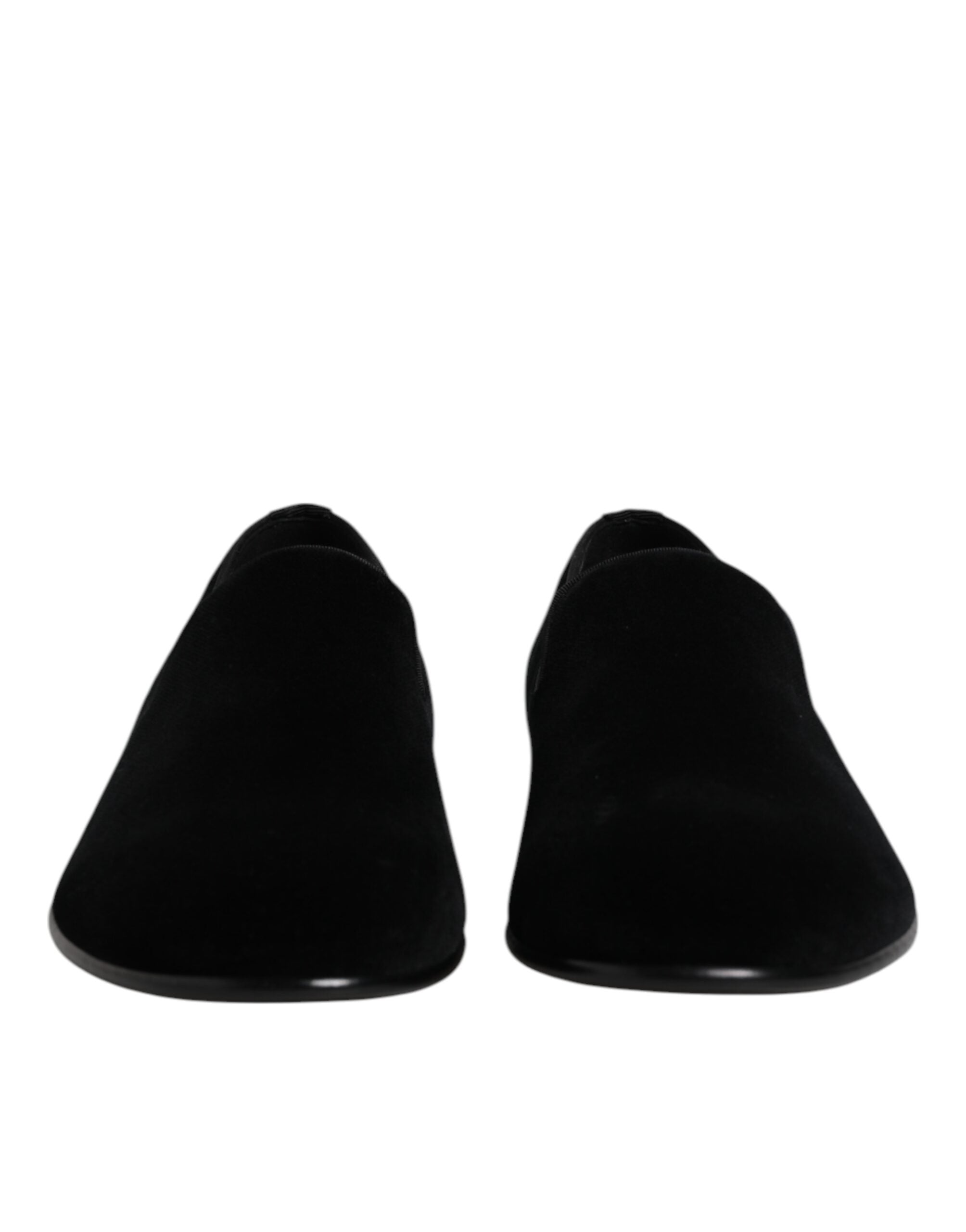 Dolce & Gabbana Black Velvet Slip On Loafers Formal Men's Shoes