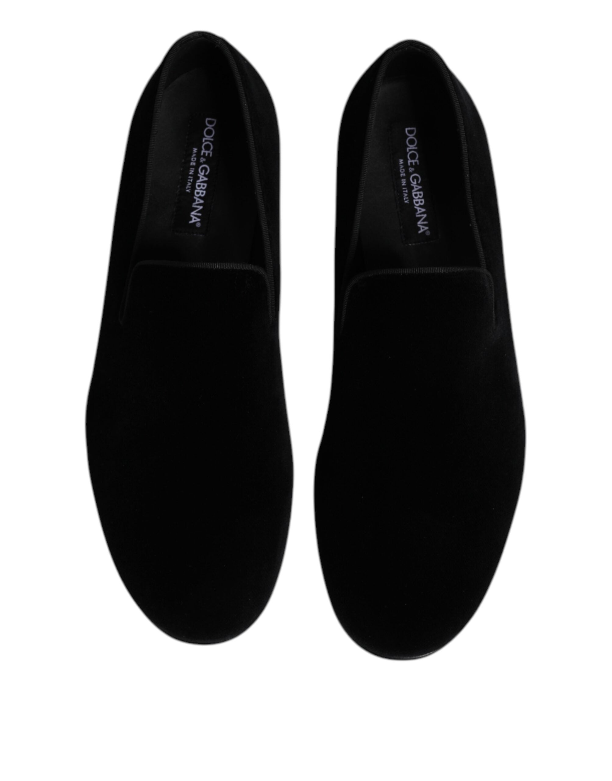 Dolce & Gabbana Black Velvet Slip On Loafers Formal Men's Shoes