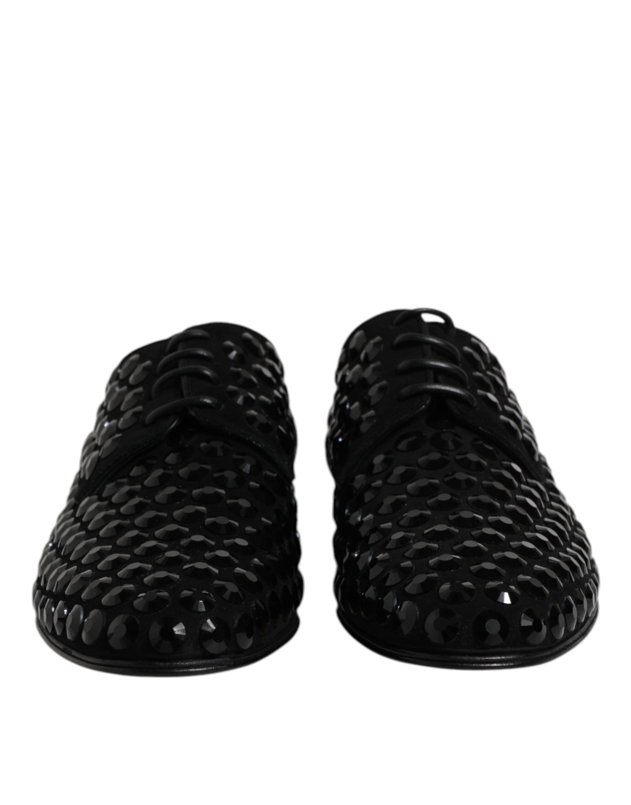 Dolce & Gabbana Black Suede Strass Derby Formal Men's Shoes