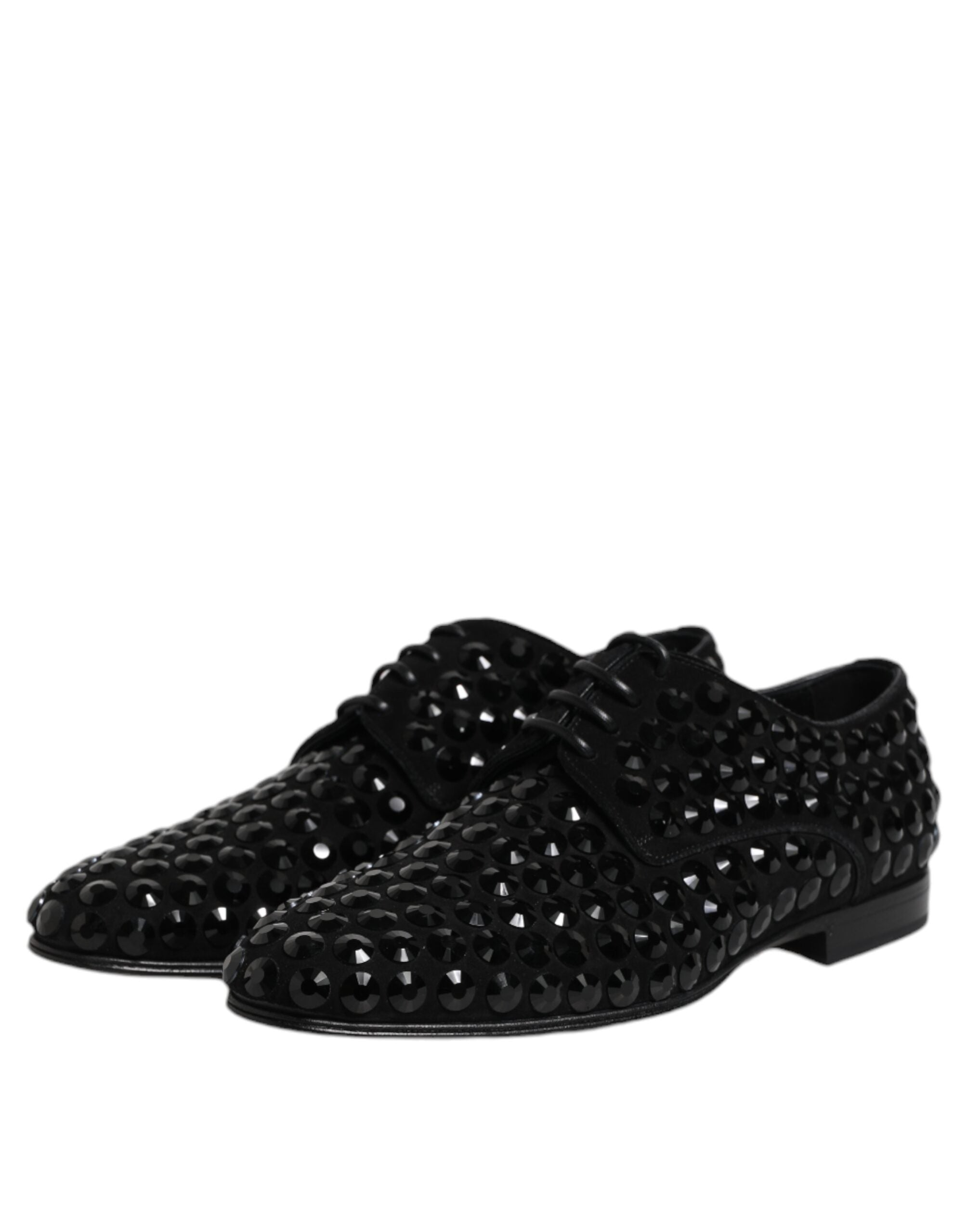 Dolce & Gabbana Black Suede Strass Derby Formal Men's Shoes