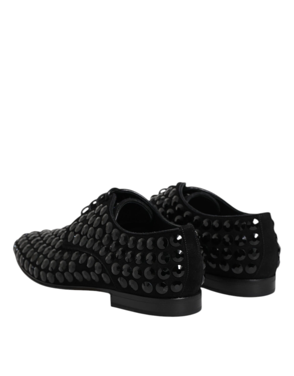 Dolce & Gabbana Black Suede Strass Derby Formal Men's Shoes