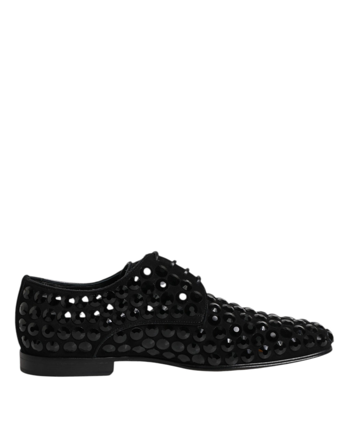 Dolce & Gabbana Black Suede Strass Derby Formal Men's Shoes