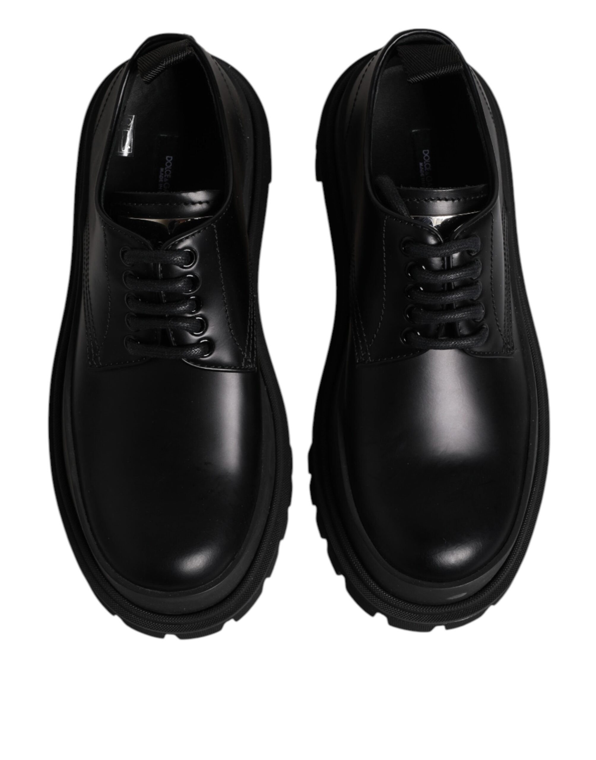Dolce & Gabbana Black Leather Lace Up Derby Men Dress Men's Shoes