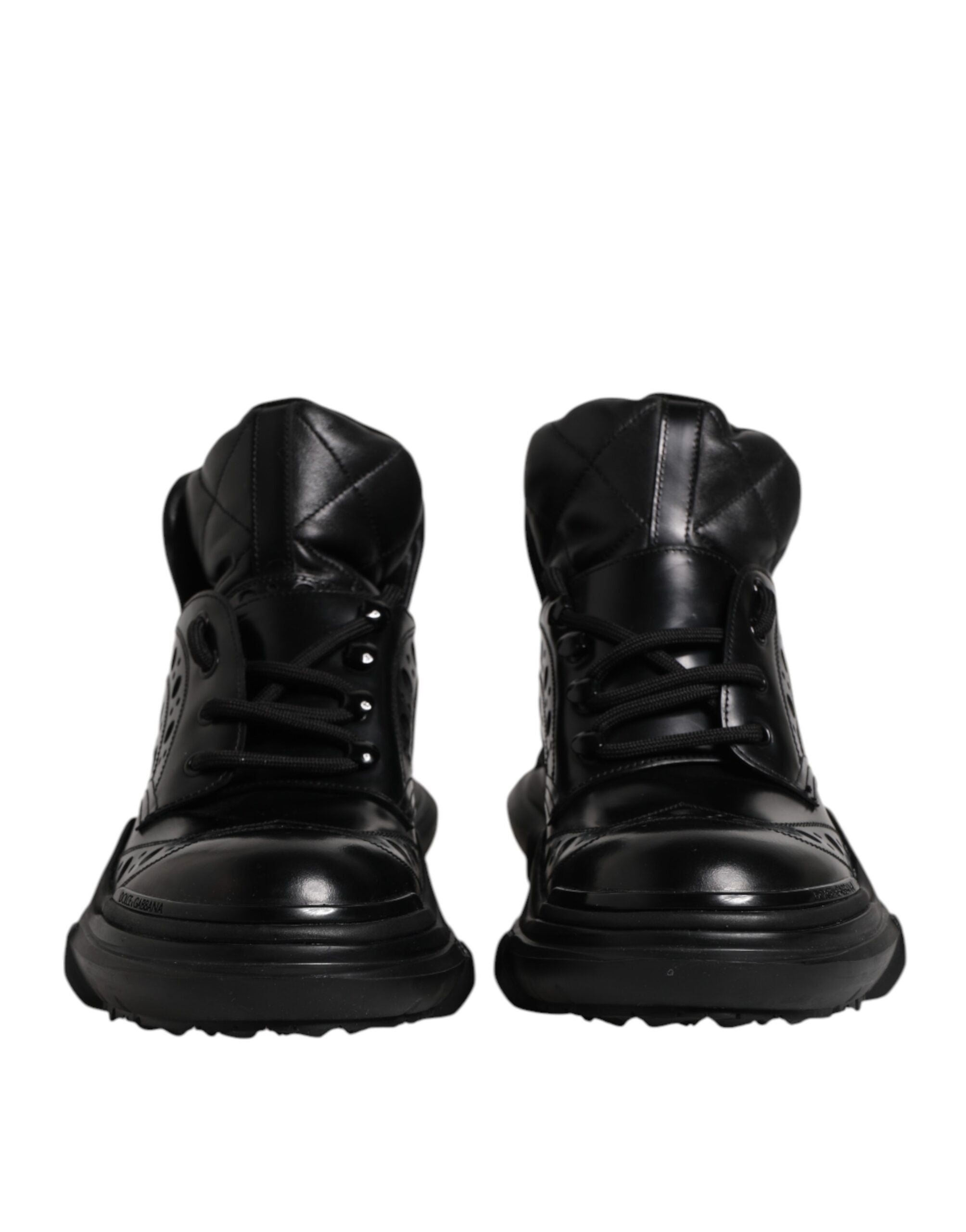 Dolce & Gabbana Black Leather Casual Mens Ankle Boots Men's Shoes