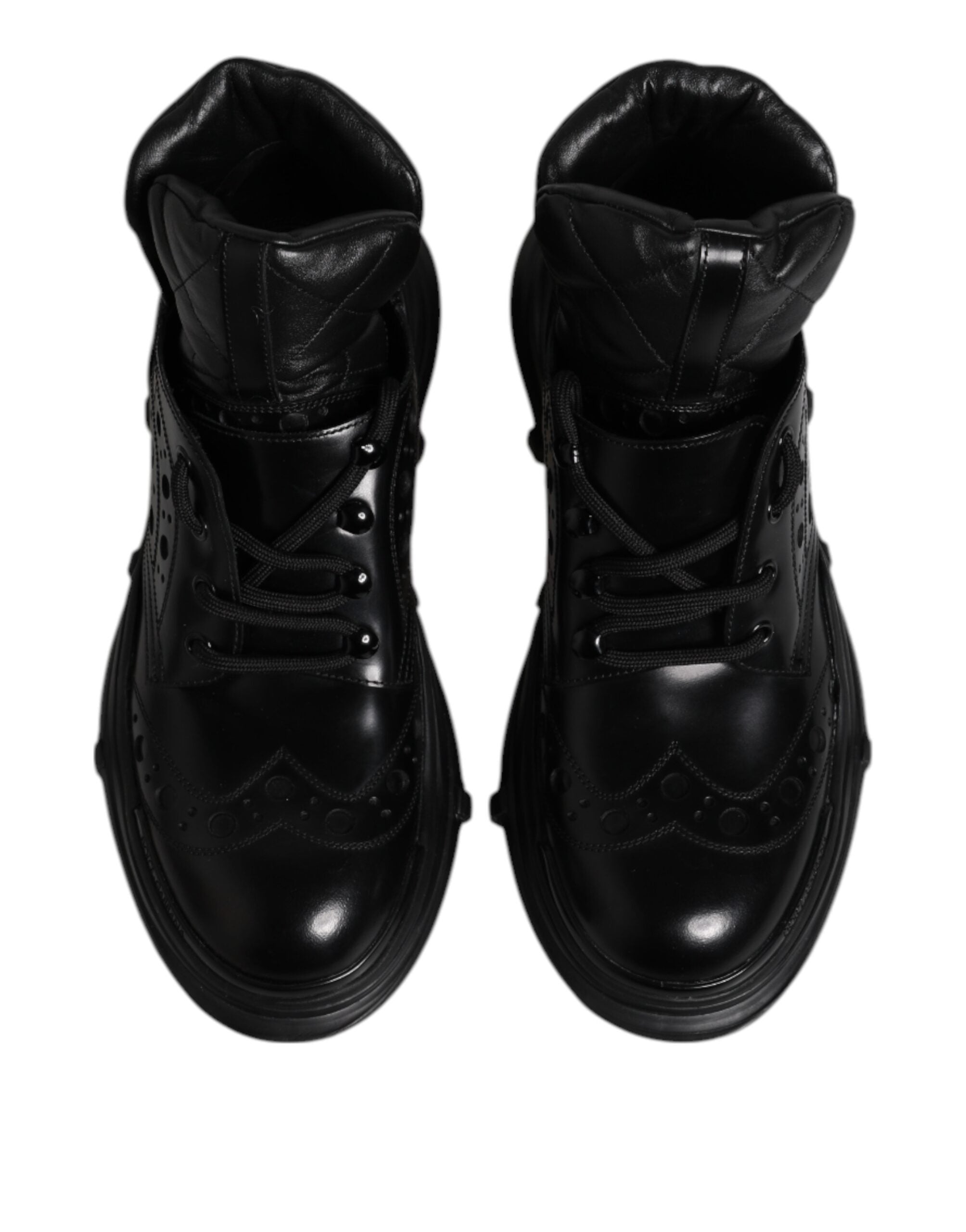 Dolce & Gabbana Black Leather Casual Mens Ankle Boots Men's Shoes