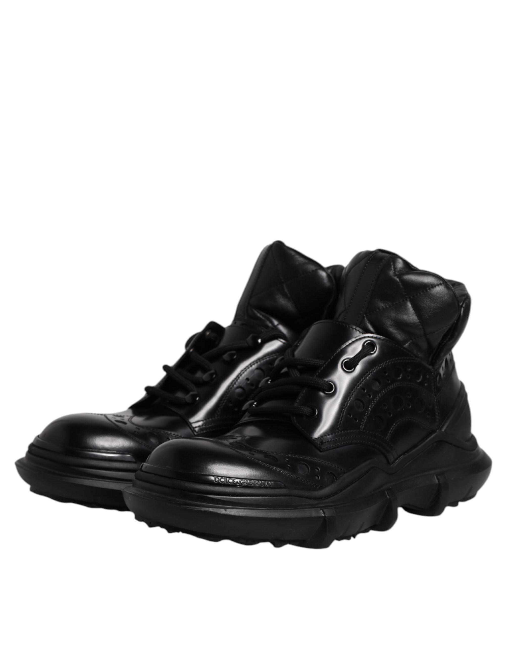 Dolce & Gabbana Black Leather Casual Mens Ankle Boots Men's Shoes
