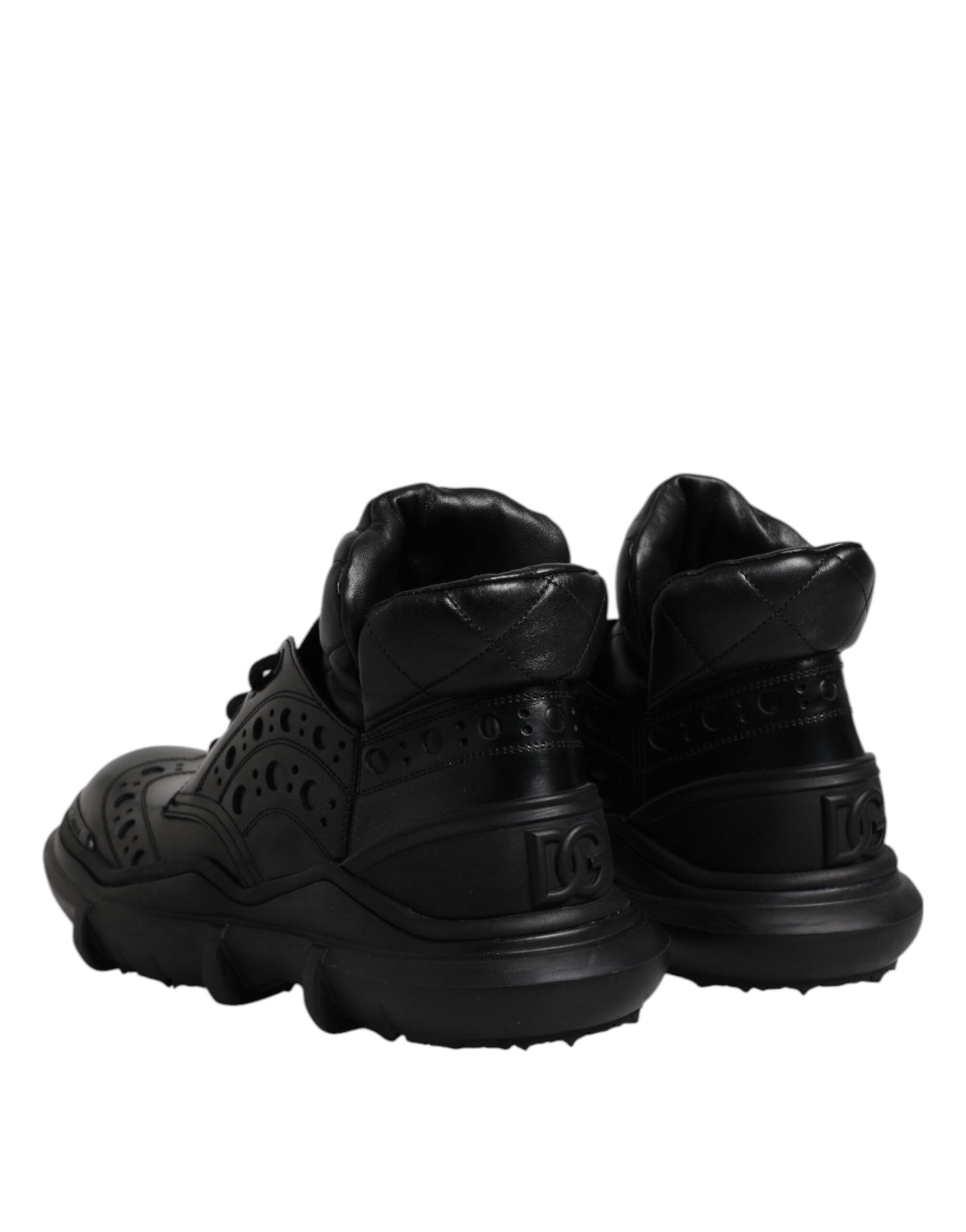 Dolce & Gabbana Black Leather Casual Mens Ankle Boots Men's Shoes