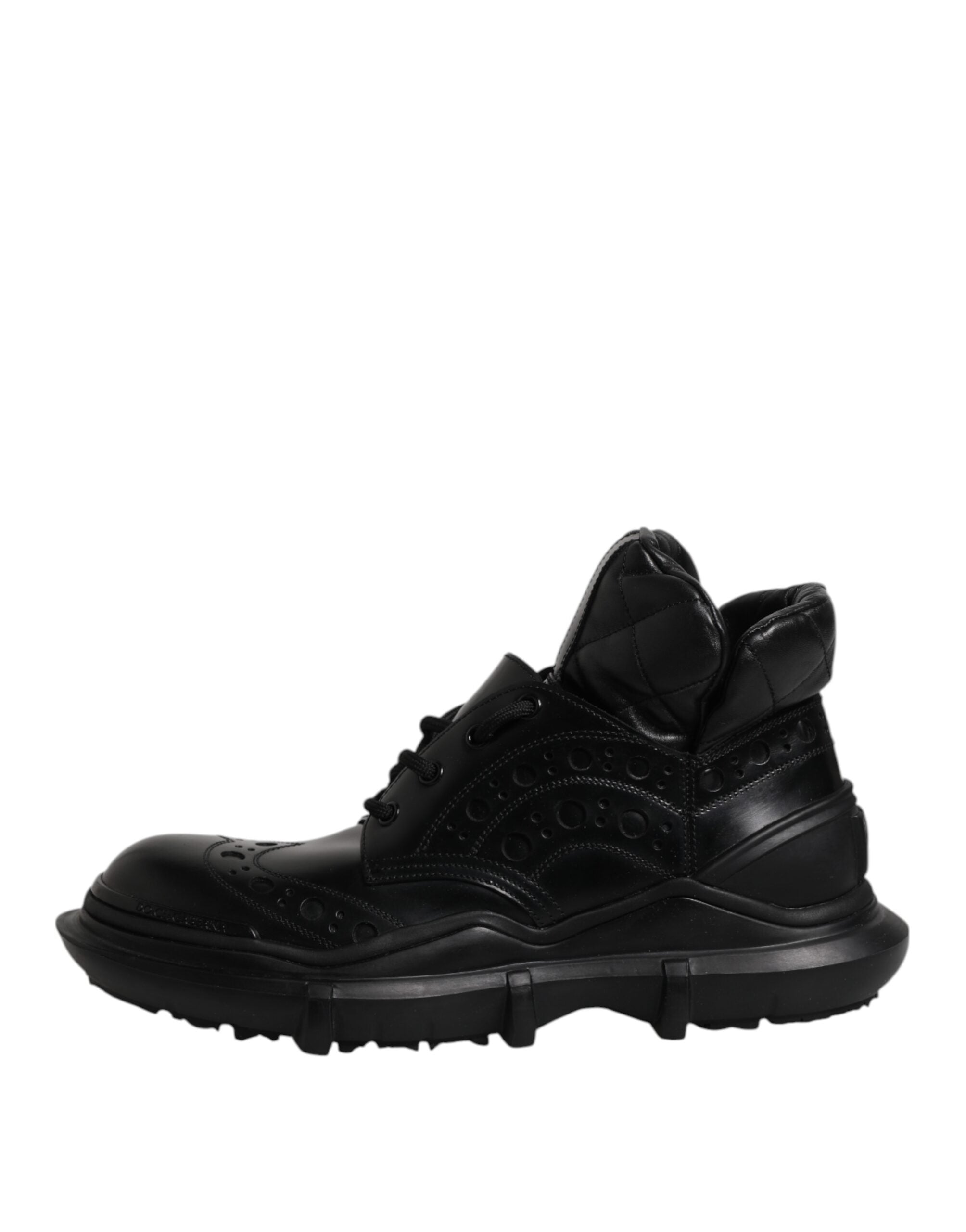 Dolce & Gabbana Black Leather Casual Mens Ankle Boots Men's Shoes