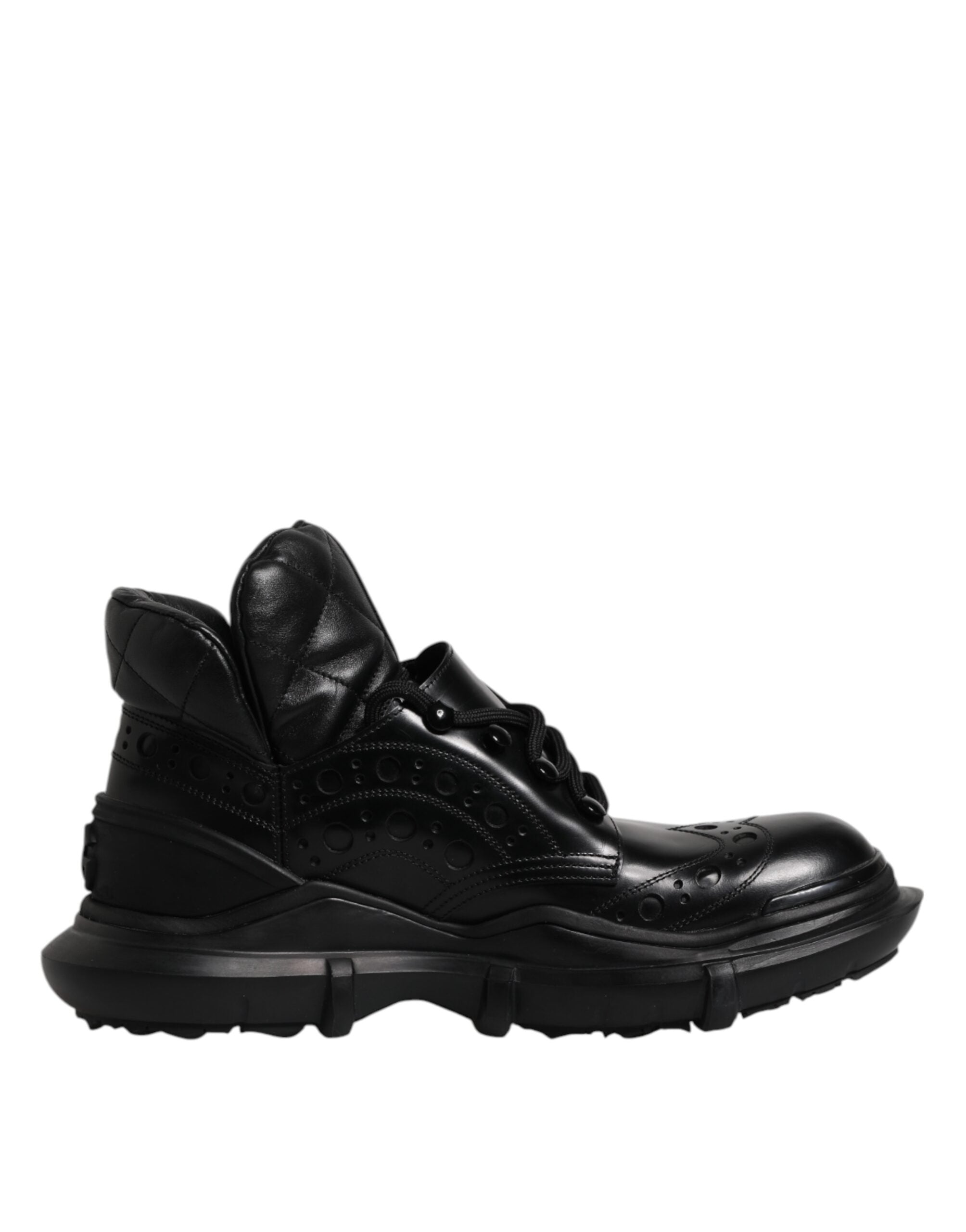 Dolce & Gabbana Black Leather Casual Mens Ankle Boots Men's Shoes