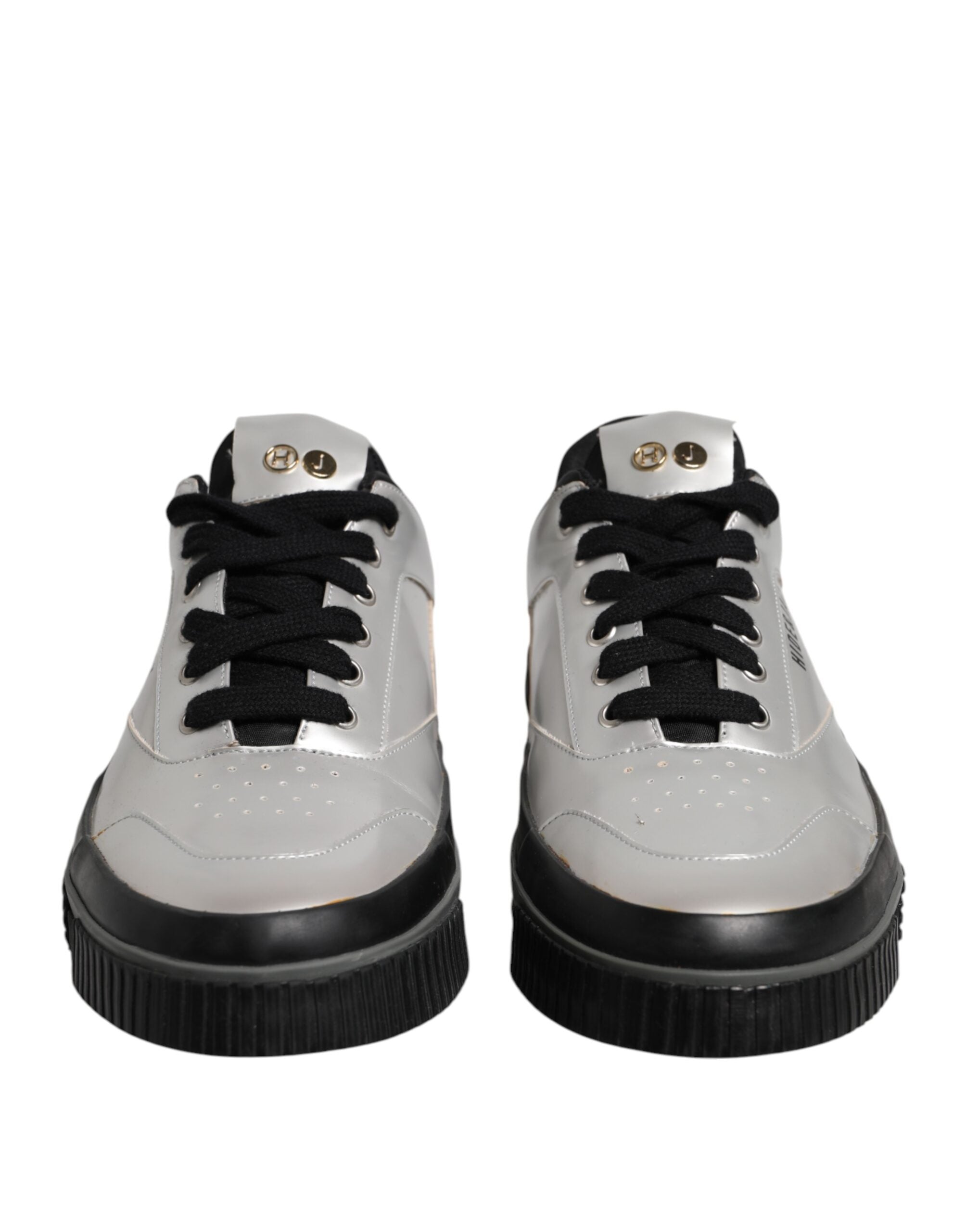 HIDE & JACK Metallic Silver Low Top Lace Up Sneakers Men's Shoes (Pre-Owned)