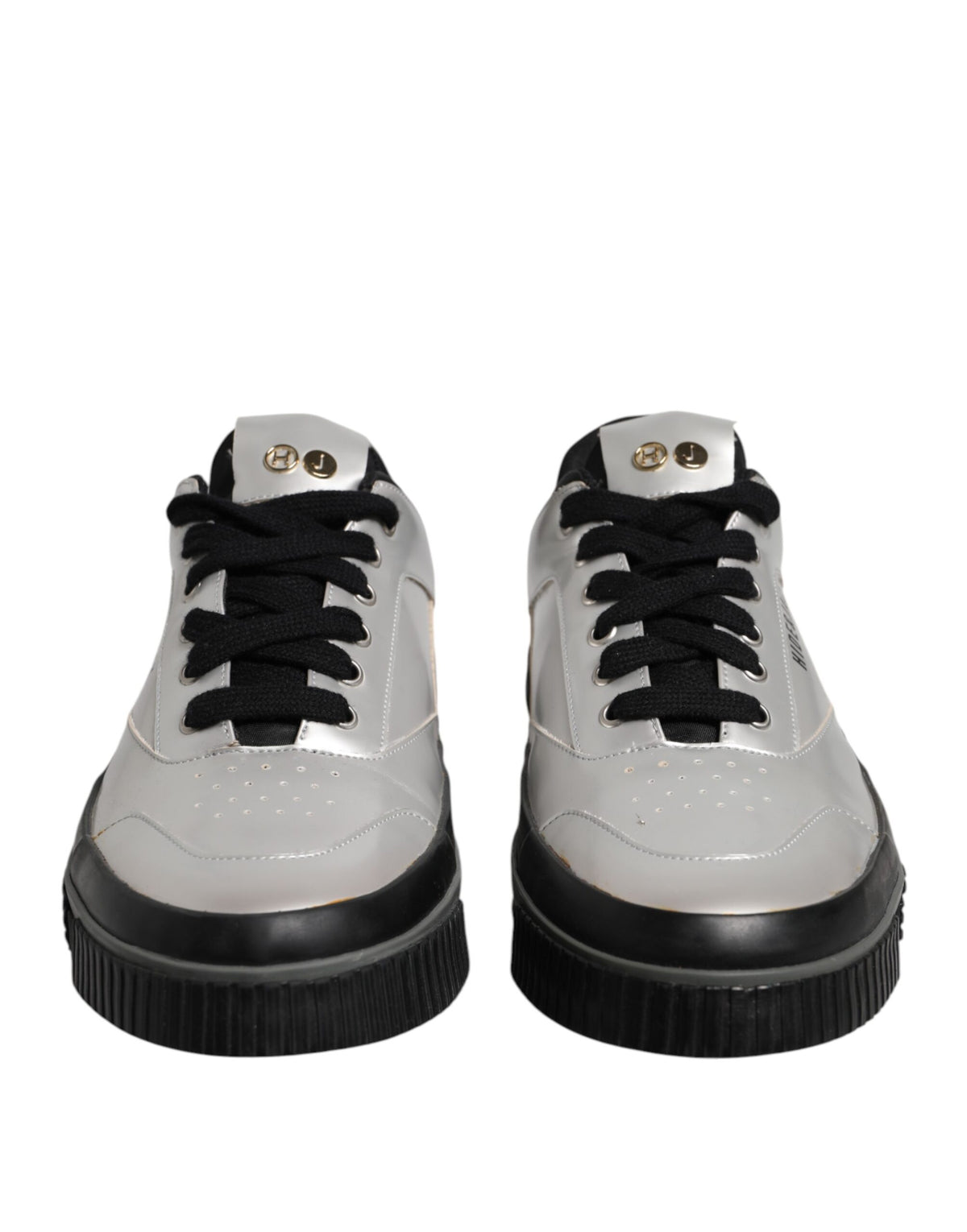 HIDE & JACK Metallic Silver Low Top Lace Up Sneakers Men's Shoes (Pre-Owned)
