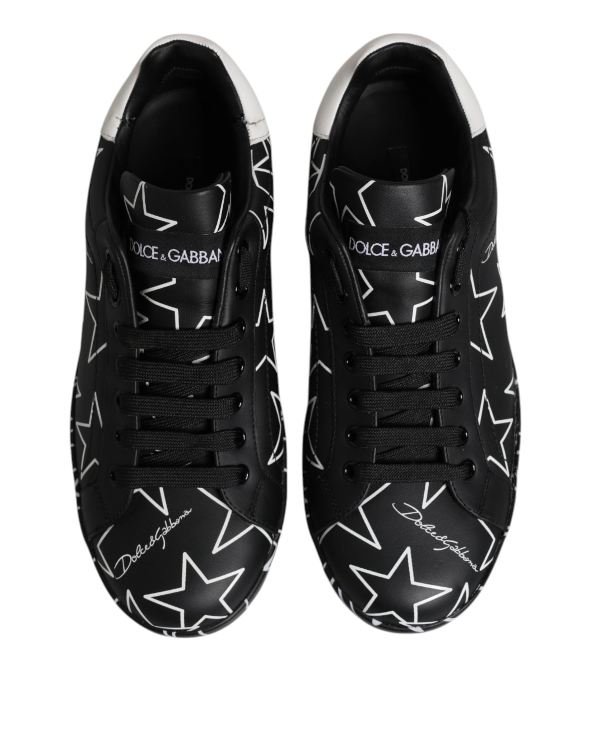 Dolce & Gabbana Black White Stars Low Top Men Sneakers Men's Shoes (Pre-Owned)