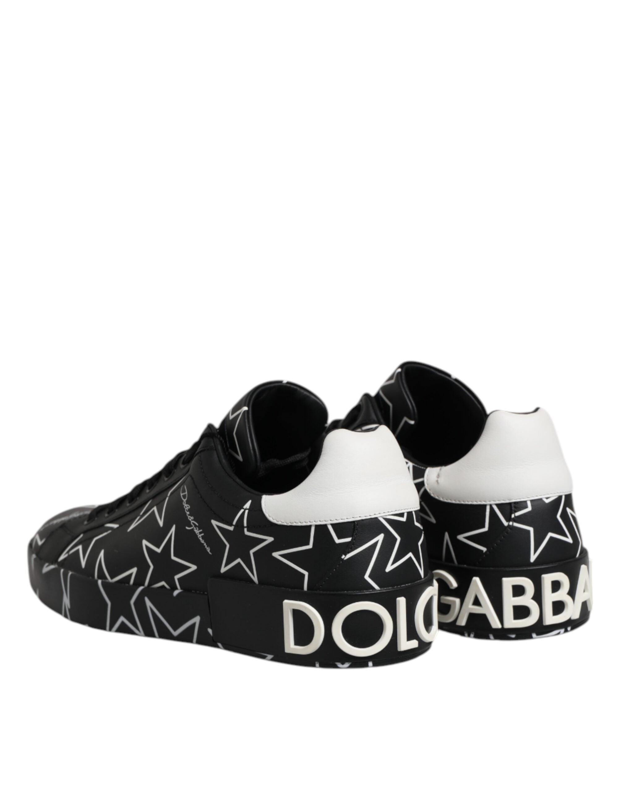Dolce & Gabbana Black White Stars Low Top Men Sneakers Men's Shoes (Pre-Owned)