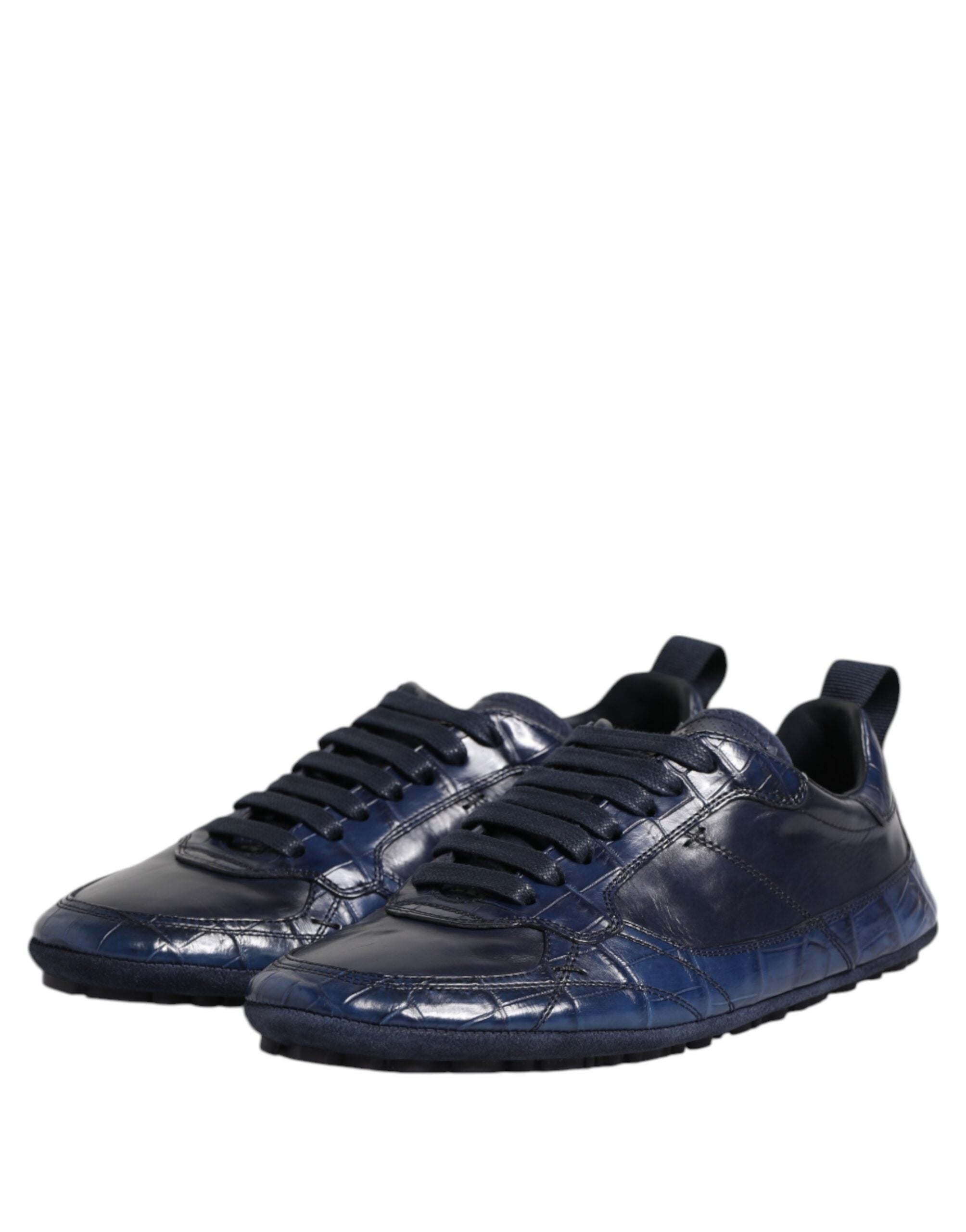 Dolce & Gabbana Dark Blue Leather Low Top Men Sneakers Men's Shoes