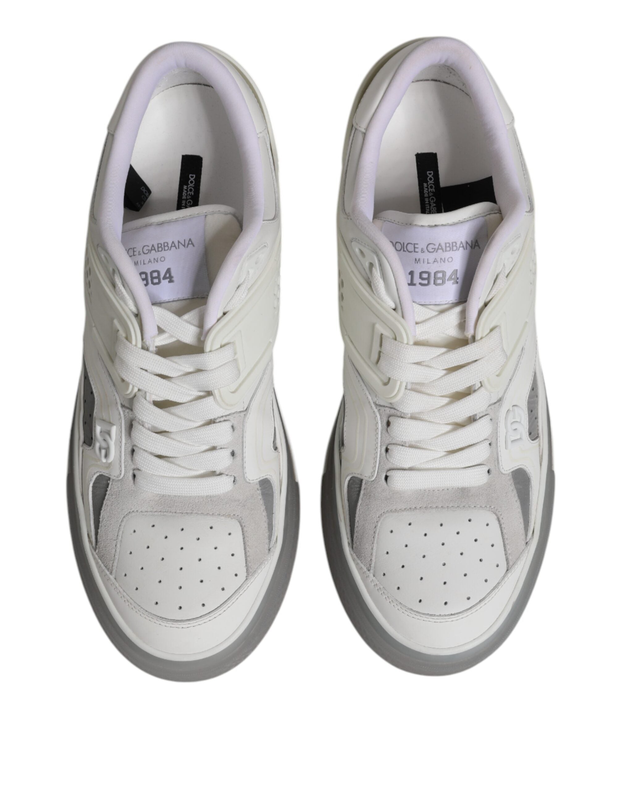 Dolce & Gabbana White Low Top DG Embossed Men Sneakers Men's Shoes (Pre-Owned)