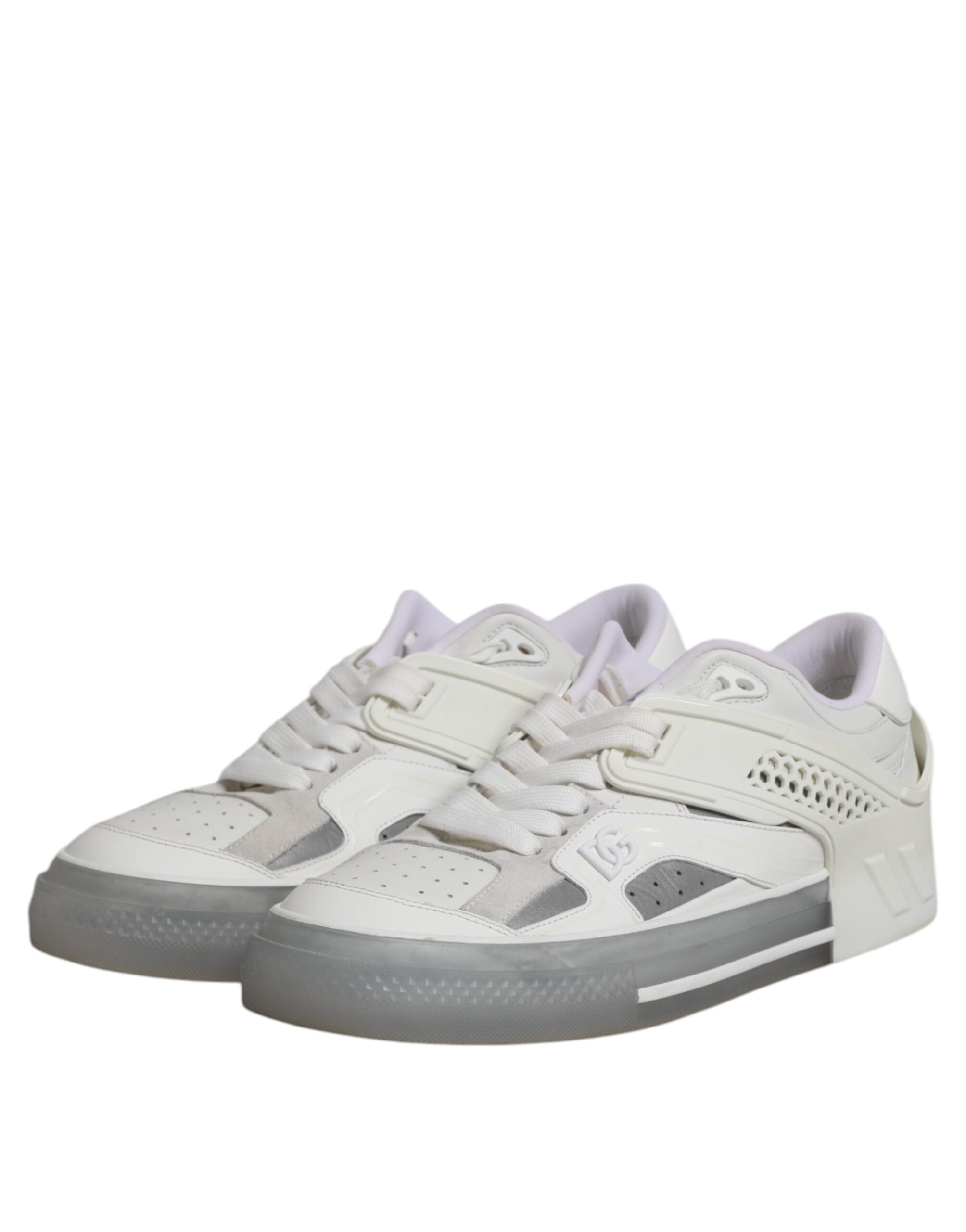 Dolce & Gabbana White Low Top DG Embossed Men Sneakers Men's Shoes (Pre-Owned)