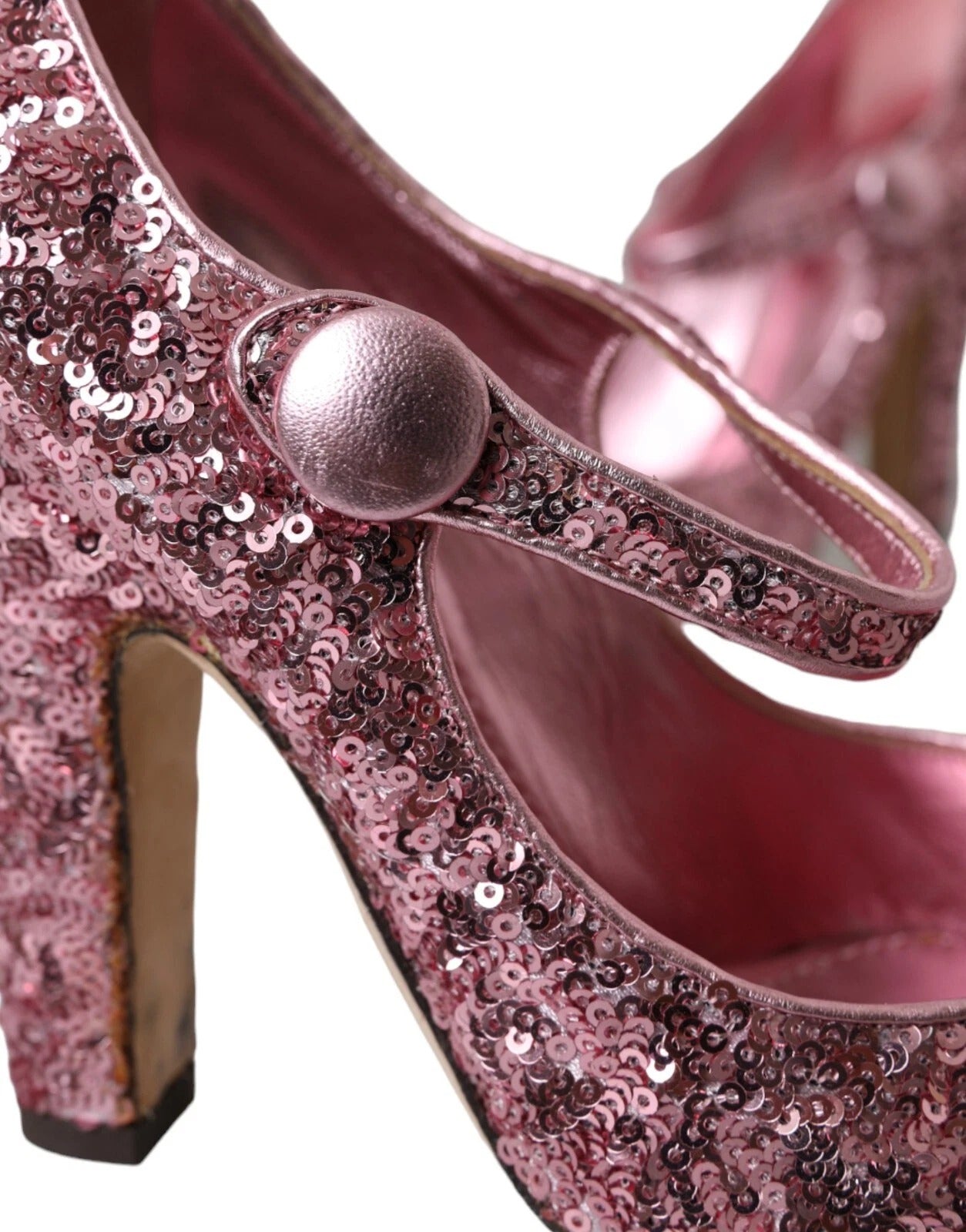 Dolce & Gabbana Pink Sequin Mary Jane Pumps High Heels Women's Shoes