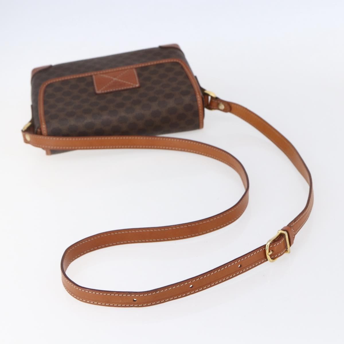 Celine Vintage Macadam Canvas And Leather Brown Canvas Shoulder Bag Bag (Pre-Owned)