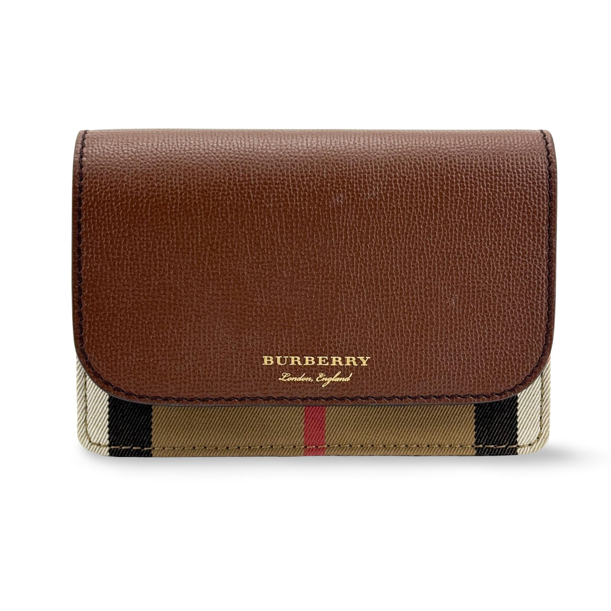 Burberry Folding Vintage Check Canvas And Leather Brown Leather Wallets Accessory (Pre-Owned)