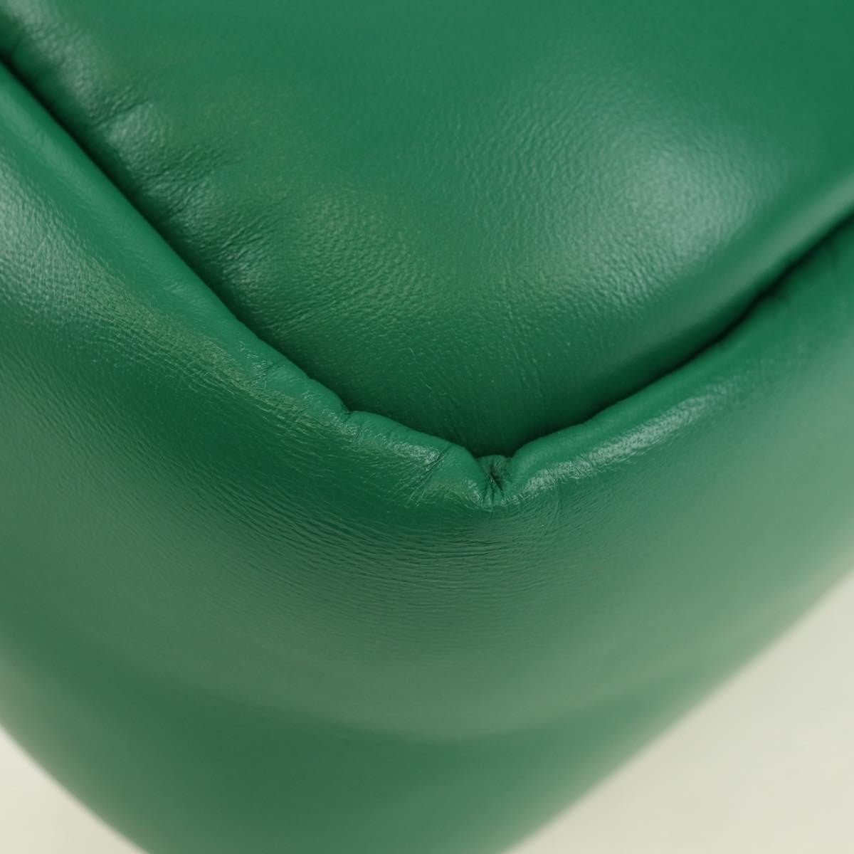 Prada Padded Soft Tote Leather Green Leather Handbag (Pre-Owned)