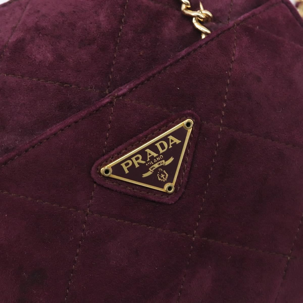Prada Vintage Chain Flap Suede Burgundy Suede Shoulder Bag Bag (Pre-Owned)