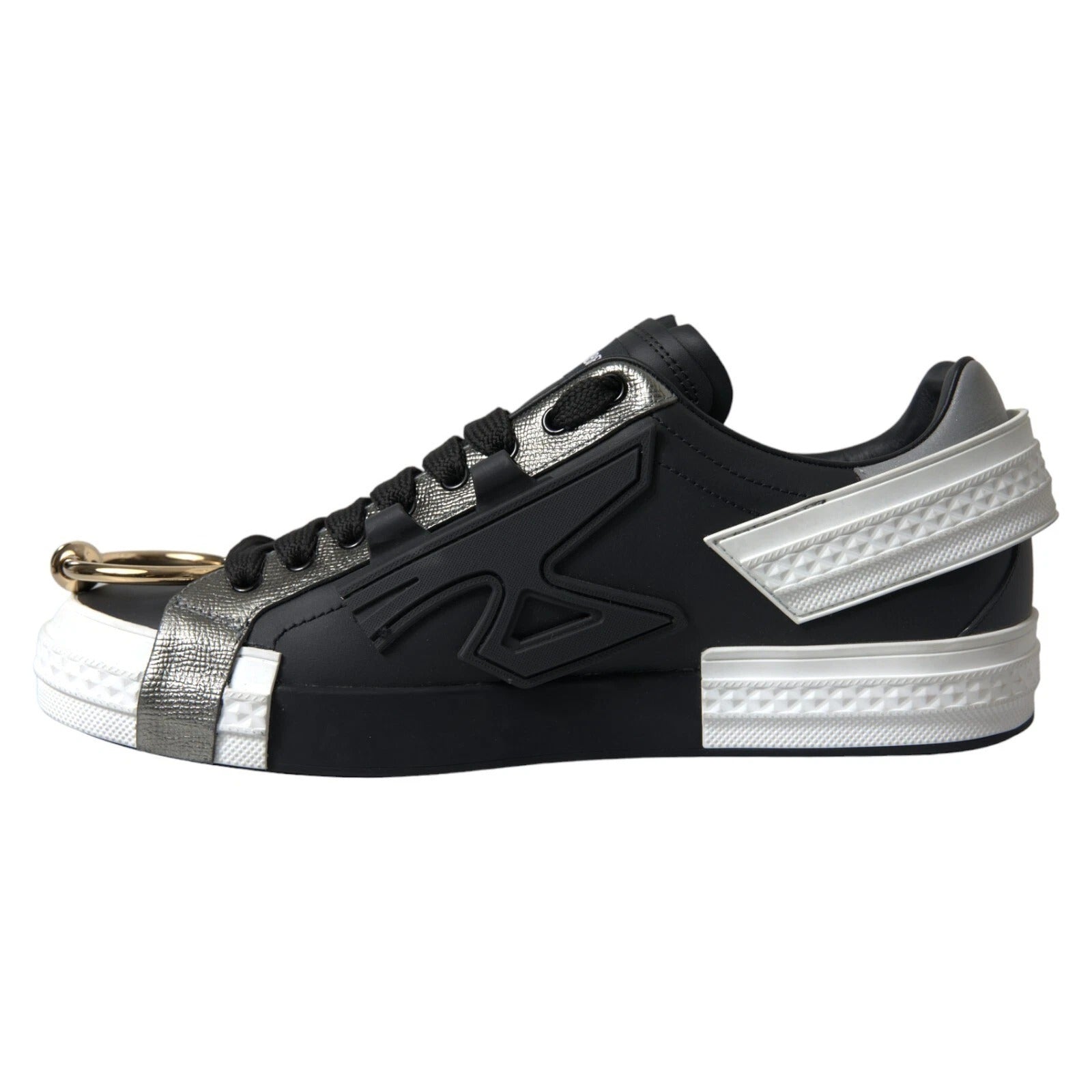 Dolce & Gabbana Black Leather Low Top Sneakers Portofino Men's Shoes
