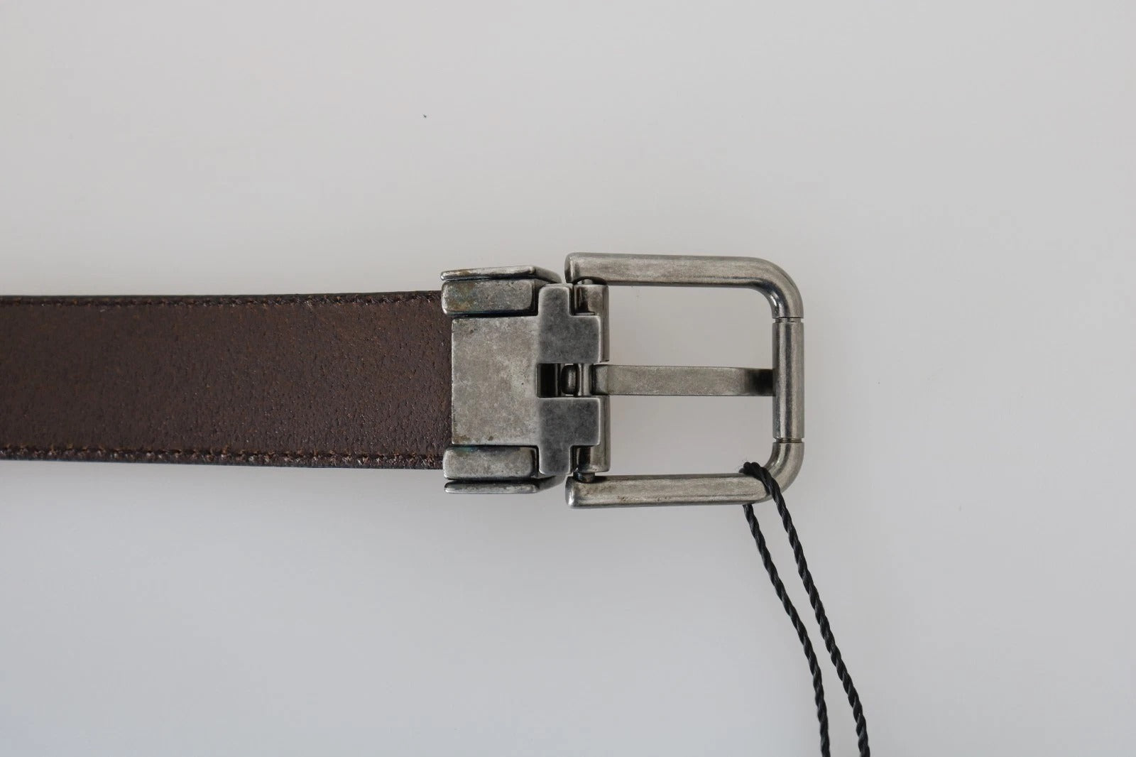 Dolce & Gabbana Blue Perforated Leather Gray Buckle Men's Belt
