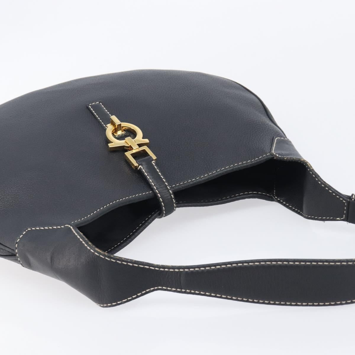 Salvatore Ferragamo Gancini Leather Black Leather Crossbody Bag Bag (Pre-Owned)