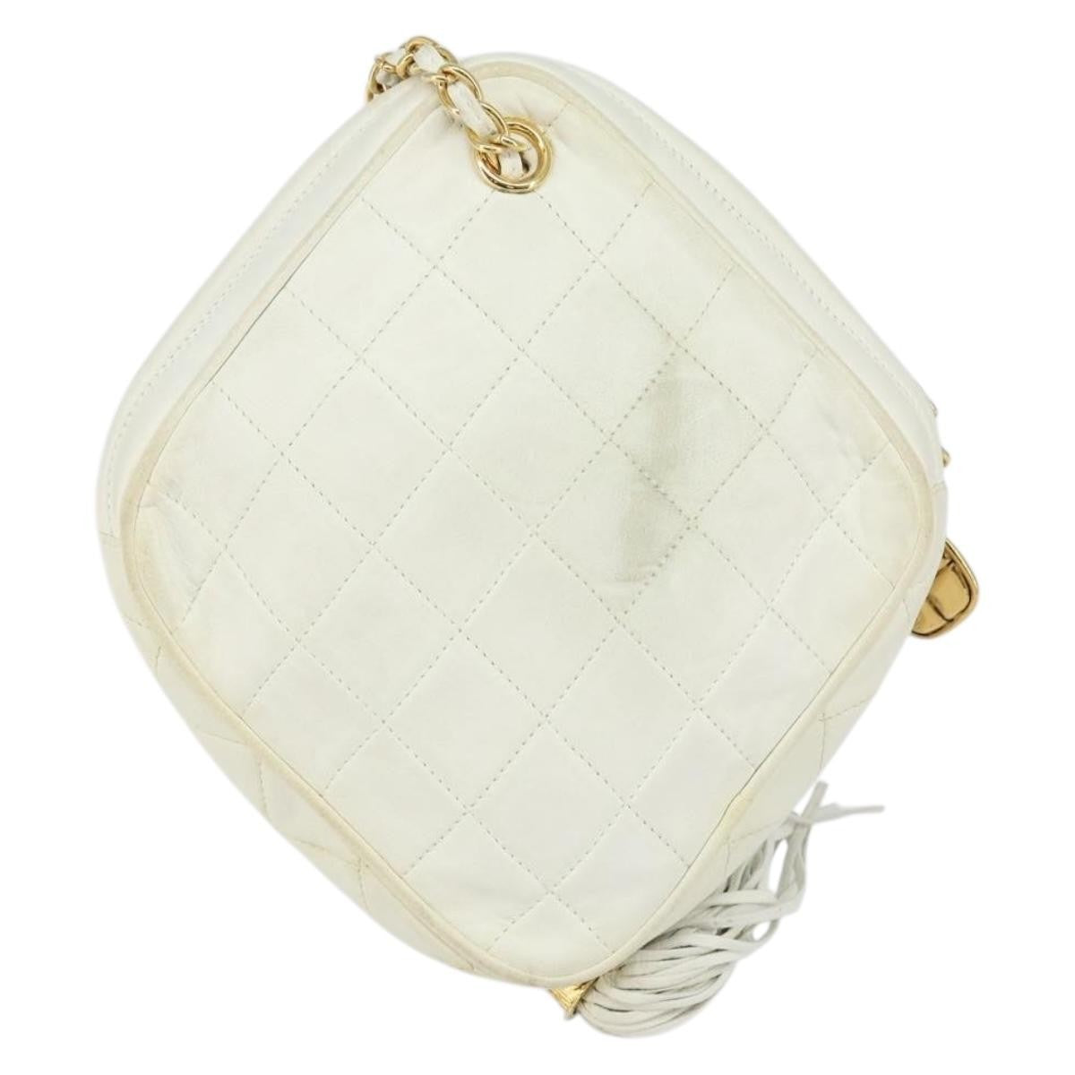 Chanel Vintage Diamond Tassel Quilted Lambskin White Leather Crossbody Bag Bag (Pre-Owned)