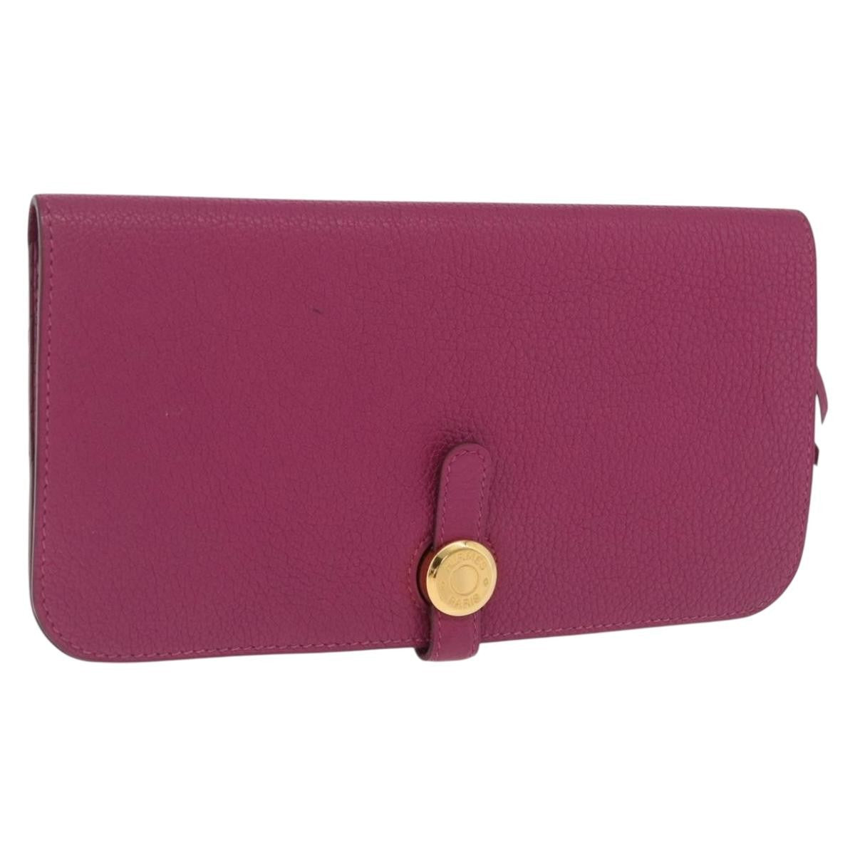 Hermes Dogon Duo Combined Leather Purple Leather Wallets Accessory (Pre-Owned)