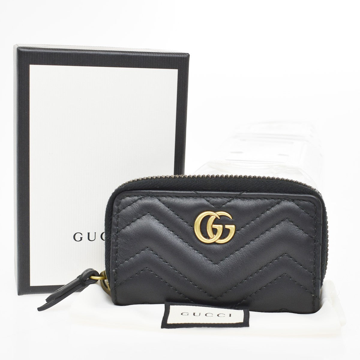 Gucci Gg Marmont Zip Around Matelasse Leather Black Leather Wallets Accessory (Pre-Owned)
