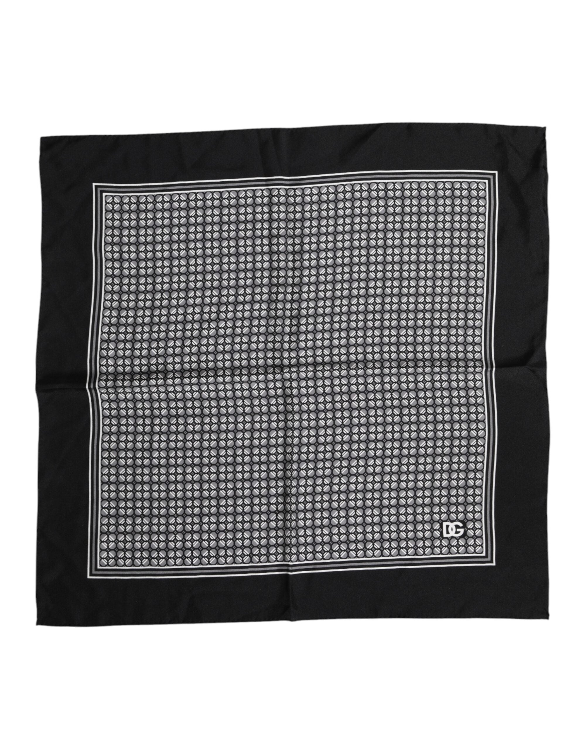 Dolce & Gabbana Black White Patterned Square Foulard Men's Scarf (Pre-Owned)