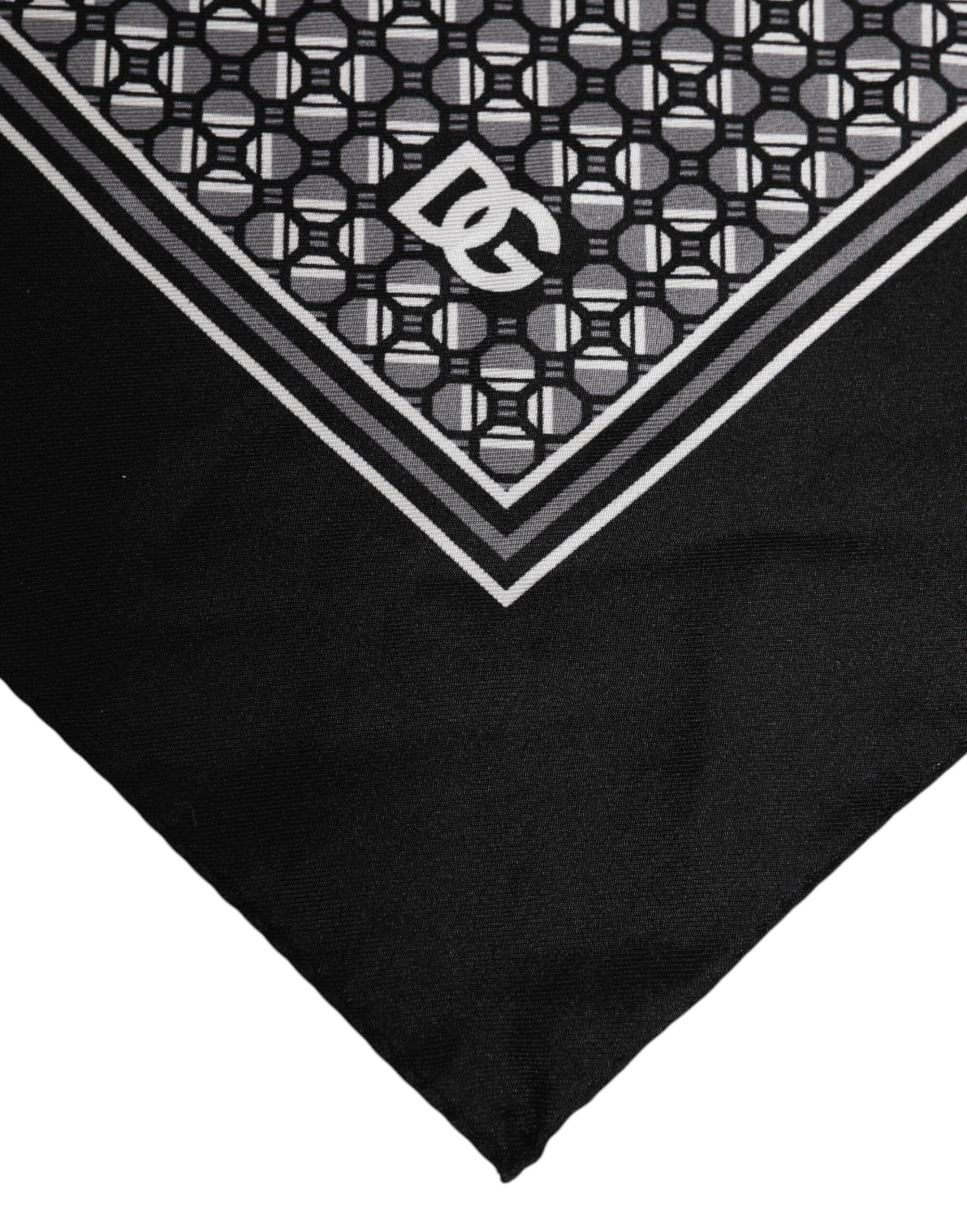 Dolce & Gabbana Black White Patterned Square Foulard Men's Scarf (Pre-Owned)