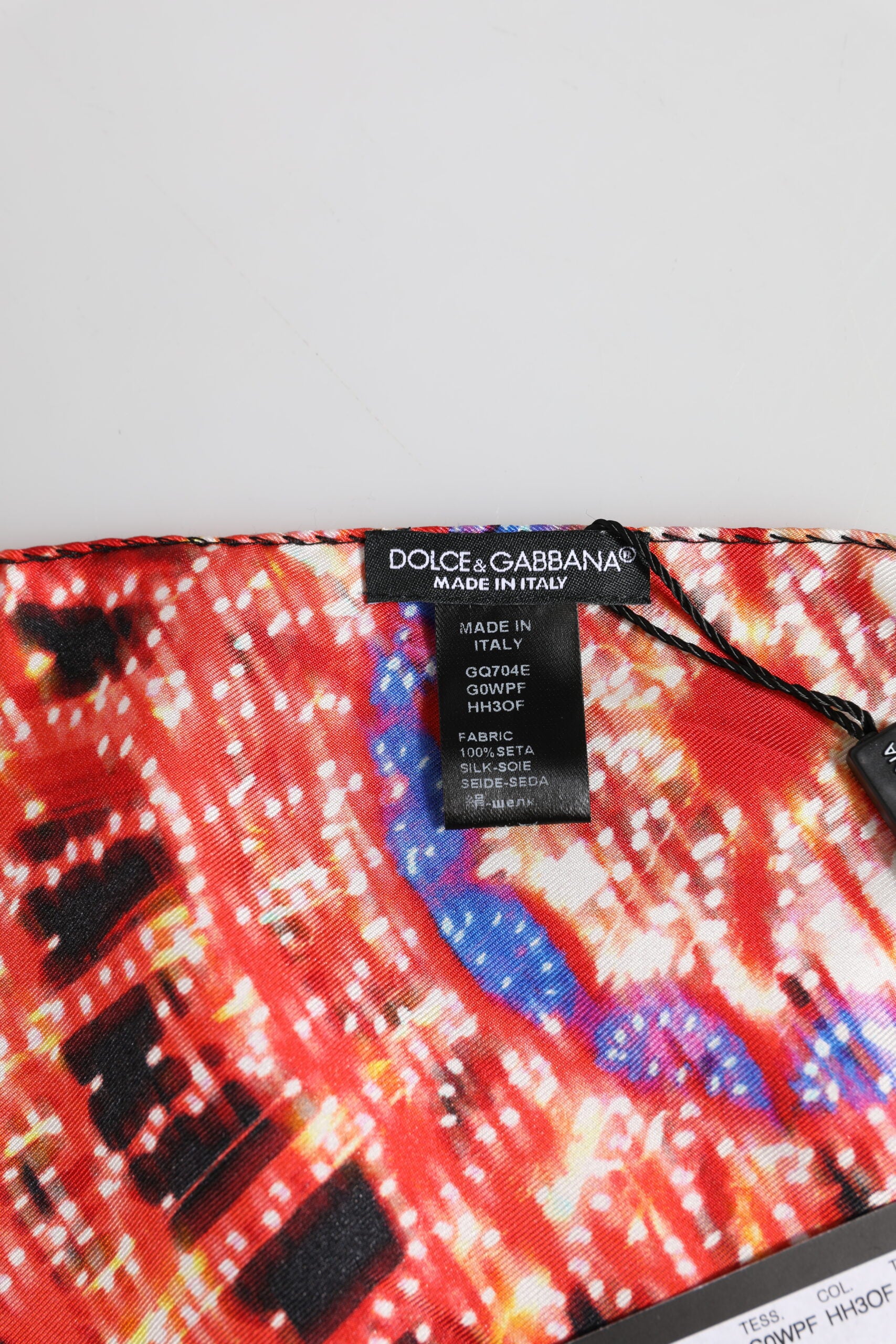 Dolce & Gabbana Black Multicolor Print Square Foulard Men's Scarf
