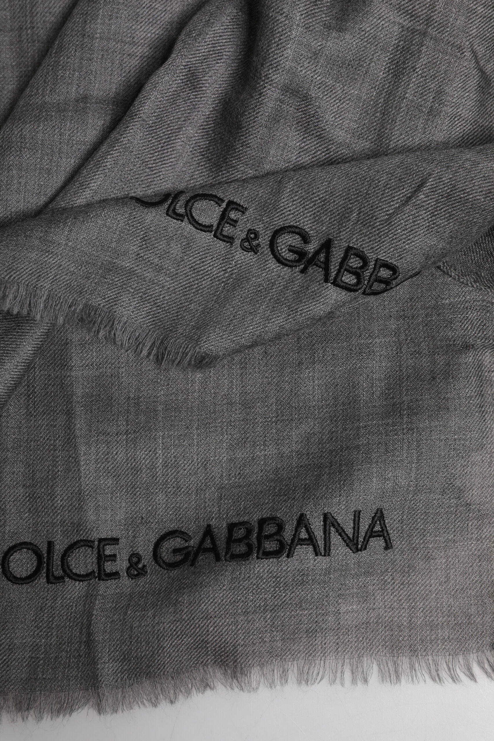 Dolce & Gabbana Gray Logo Print Neck Warmer Wrap Shawl Men's Scarf