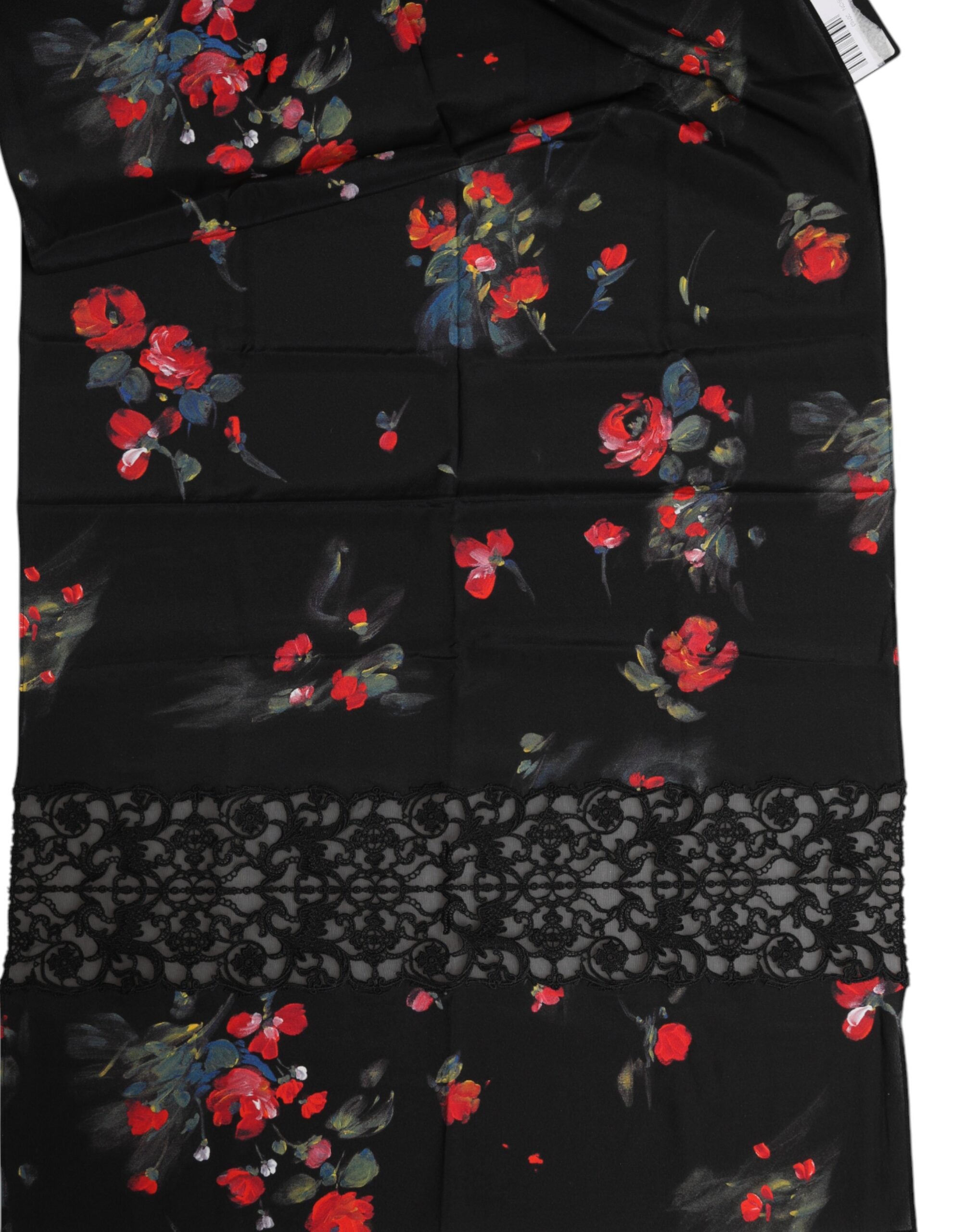 Dolce & Gabbana Black Floral Print Neck Warmer Wrap Women's Scarf