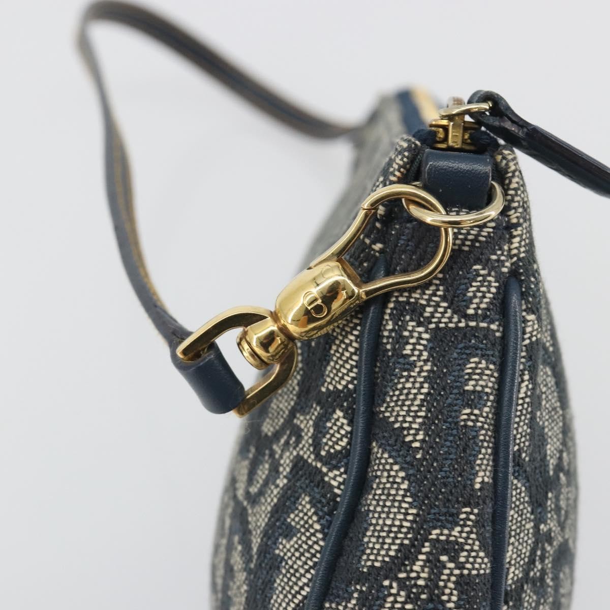 Christian Dior Vintage Saddle Bag Canvas Navy Canvas Clutche & Pouche Bag (Pre-Owned)