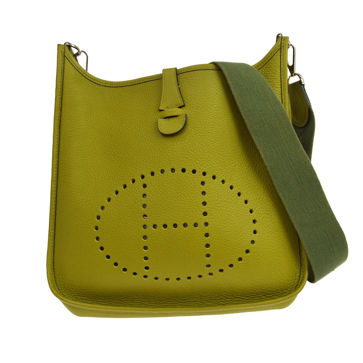 Hermes Evelyne Bag Gen I Clemence Green Leather Handbag (Pre-Owned)