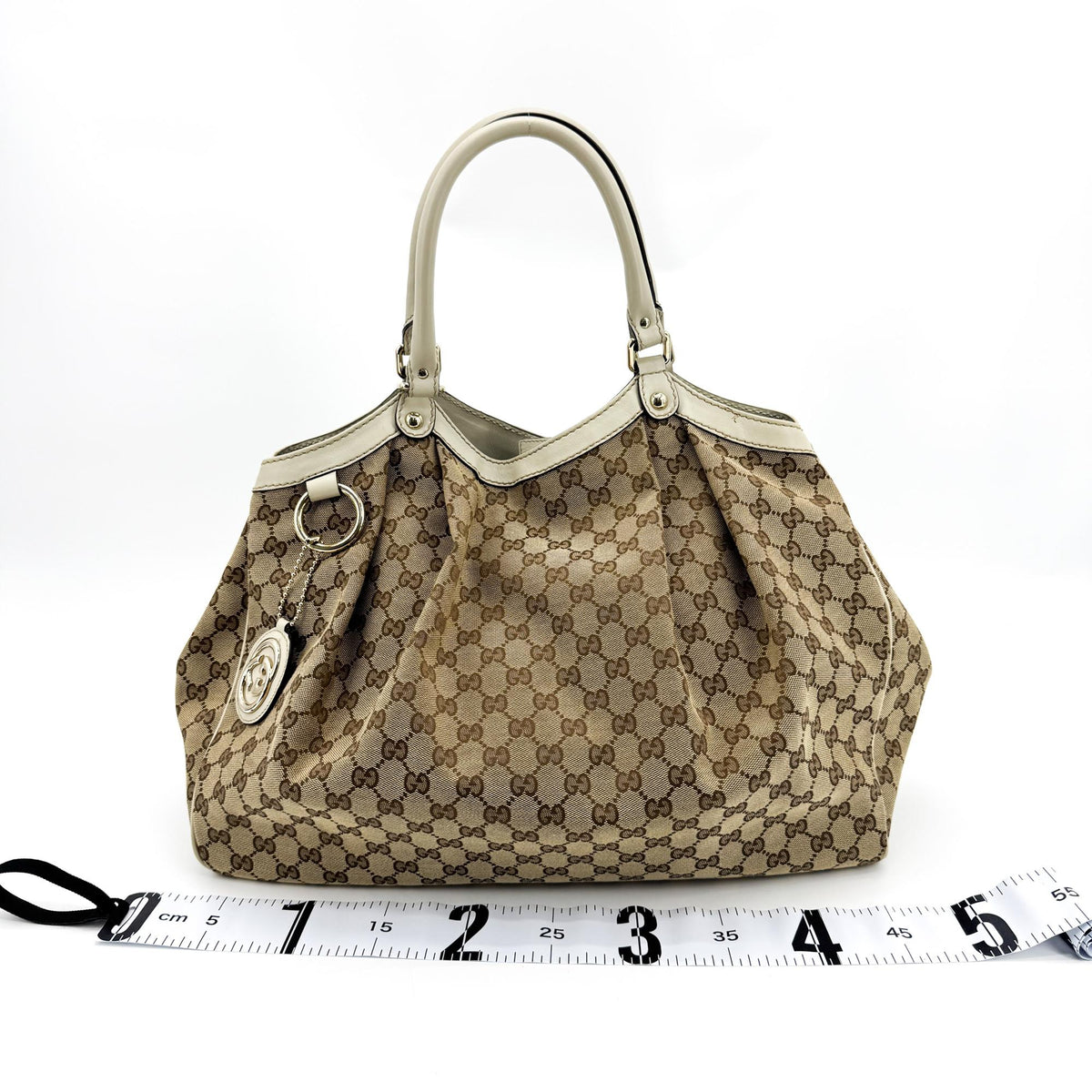 Gucci Sukey Tote Gg Canvas And Leather Brown Canvas Tote Bag Bag (Pre-Owned)