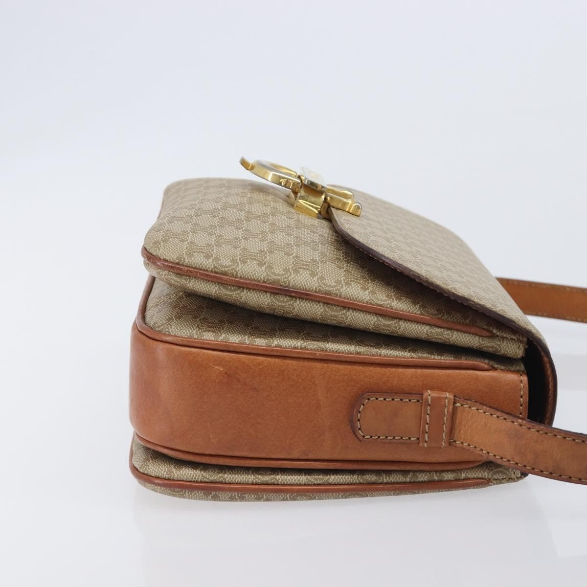 Celine Macadam Shoulder Canvas Beige Canvas Crossbody Bag Bag (Pre-Owned)